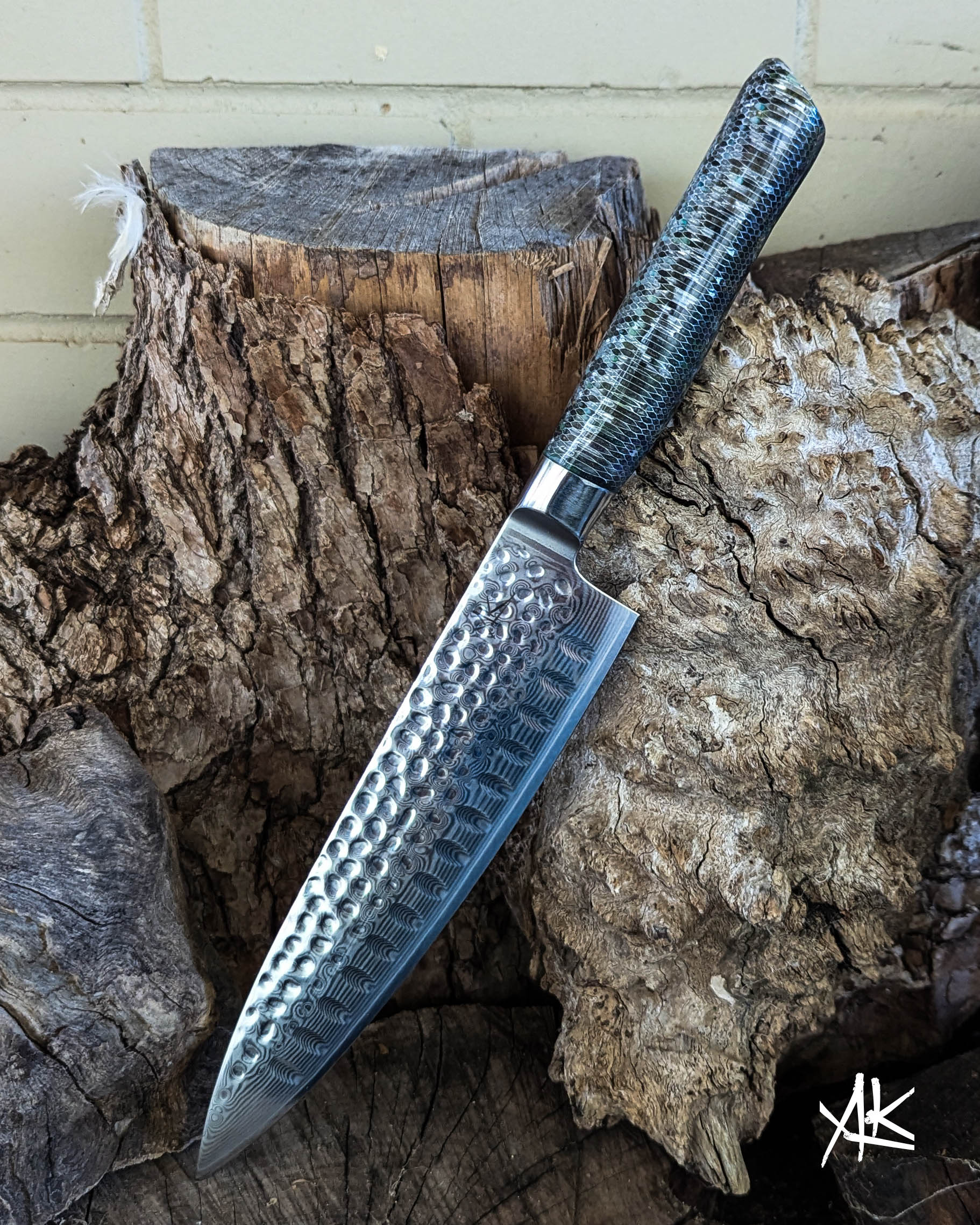 Chef's Knife Fish Scale Aluminium w/ Multi Epoxy 200mm (8")
