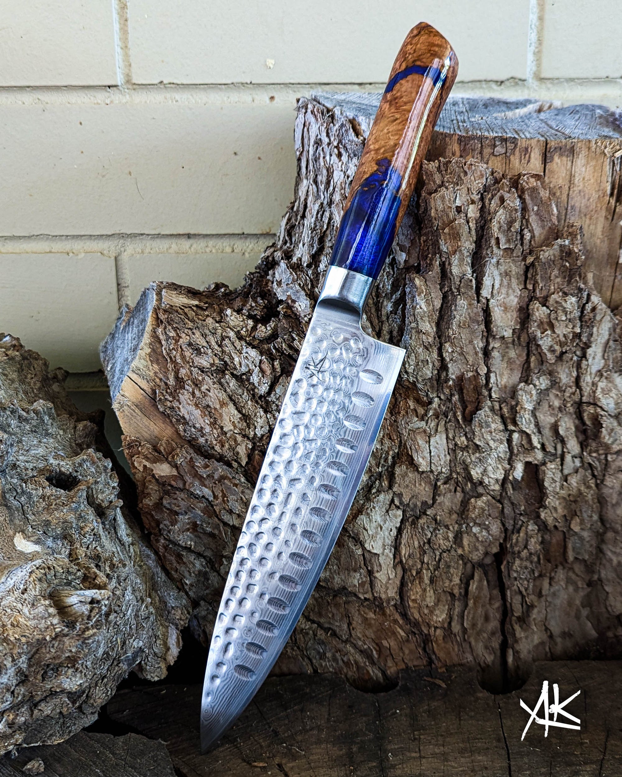 Chef's Knife Brown Mallee w/ Purple Epoxy 200mm (8")
