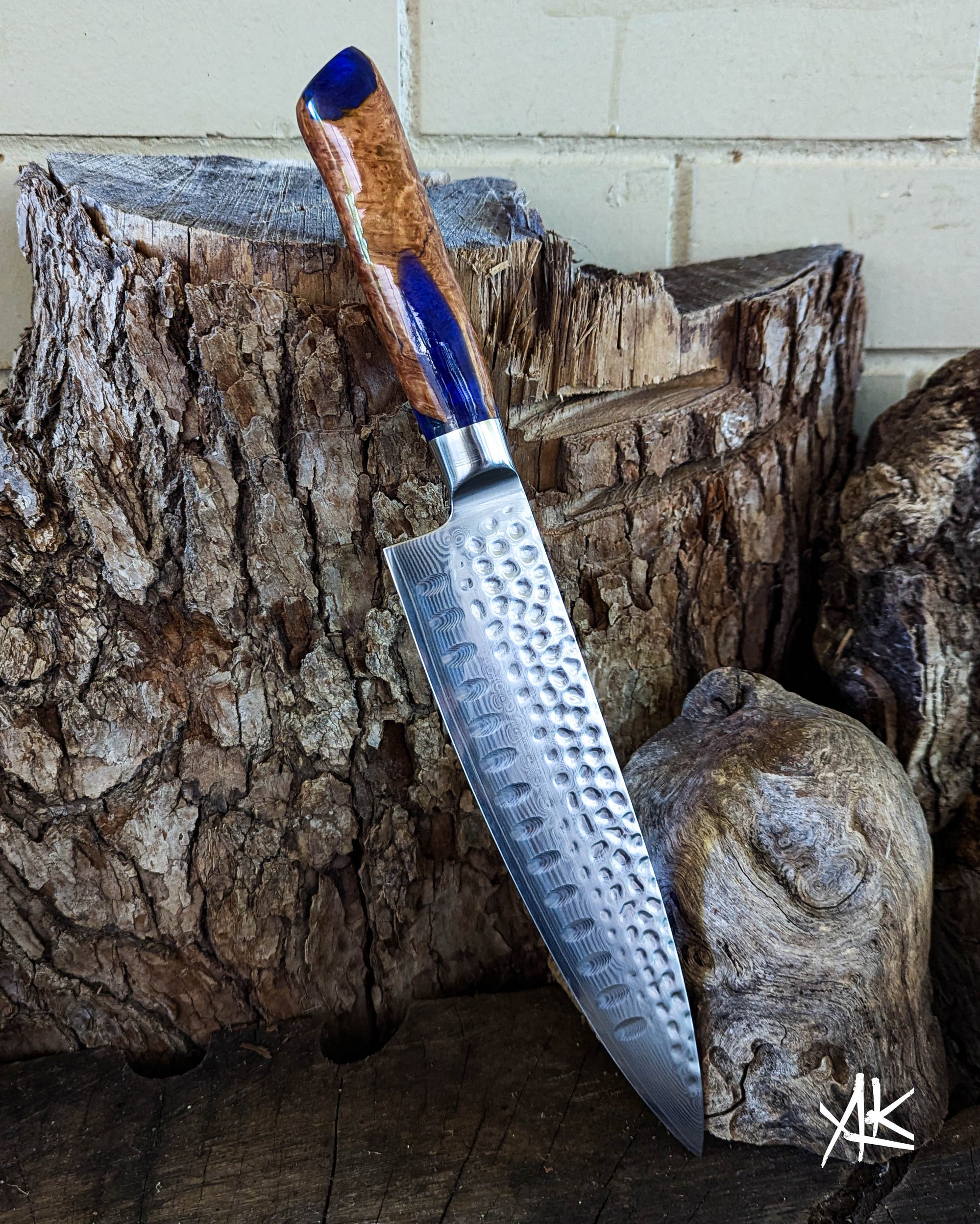 Chef's Knife Brown Mallee w/ Purple Epoxy 200mm (8")