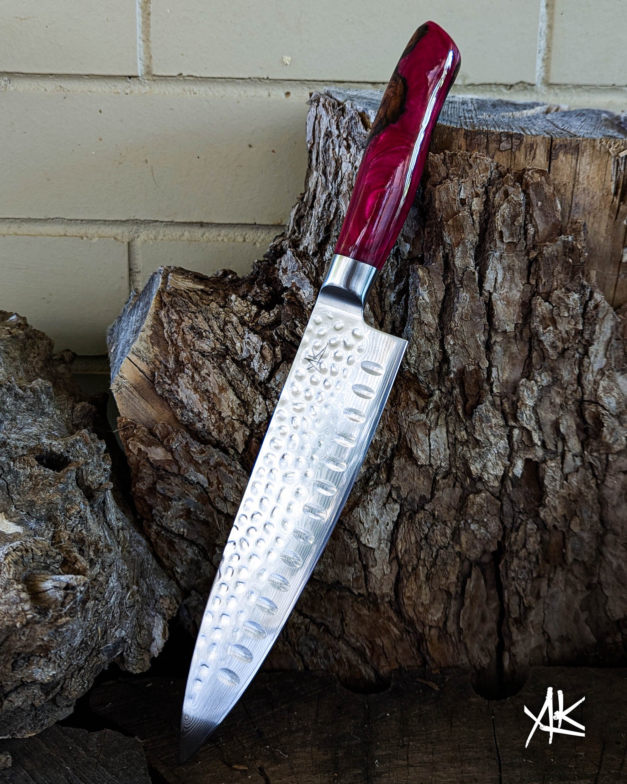 Chef's Knife Mystery Burl w/ Pink Epoxy 200mm (8")