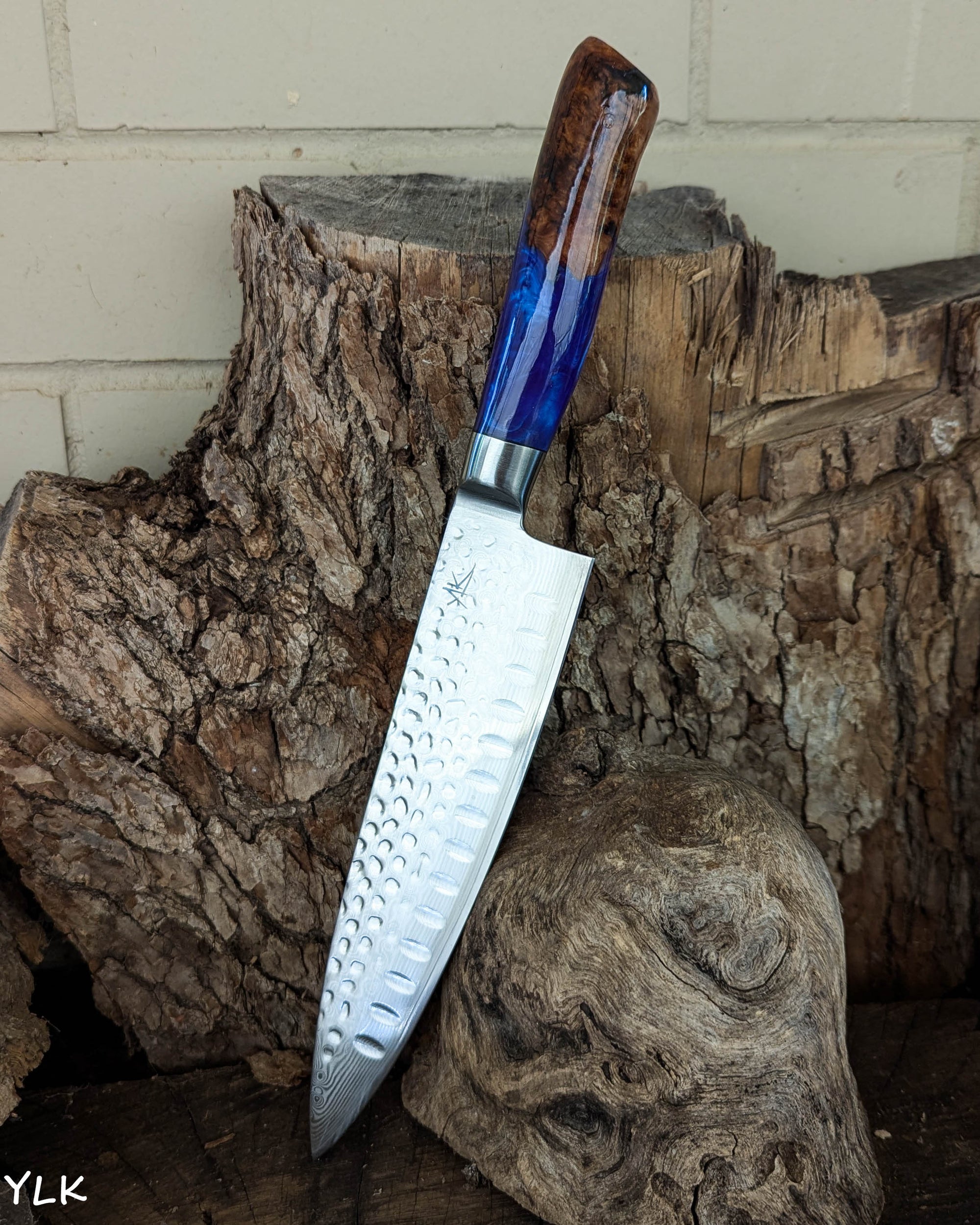 Chef's Knife Brown Mallee Burl w/ Purple Haze Epoxy 200mm (8")