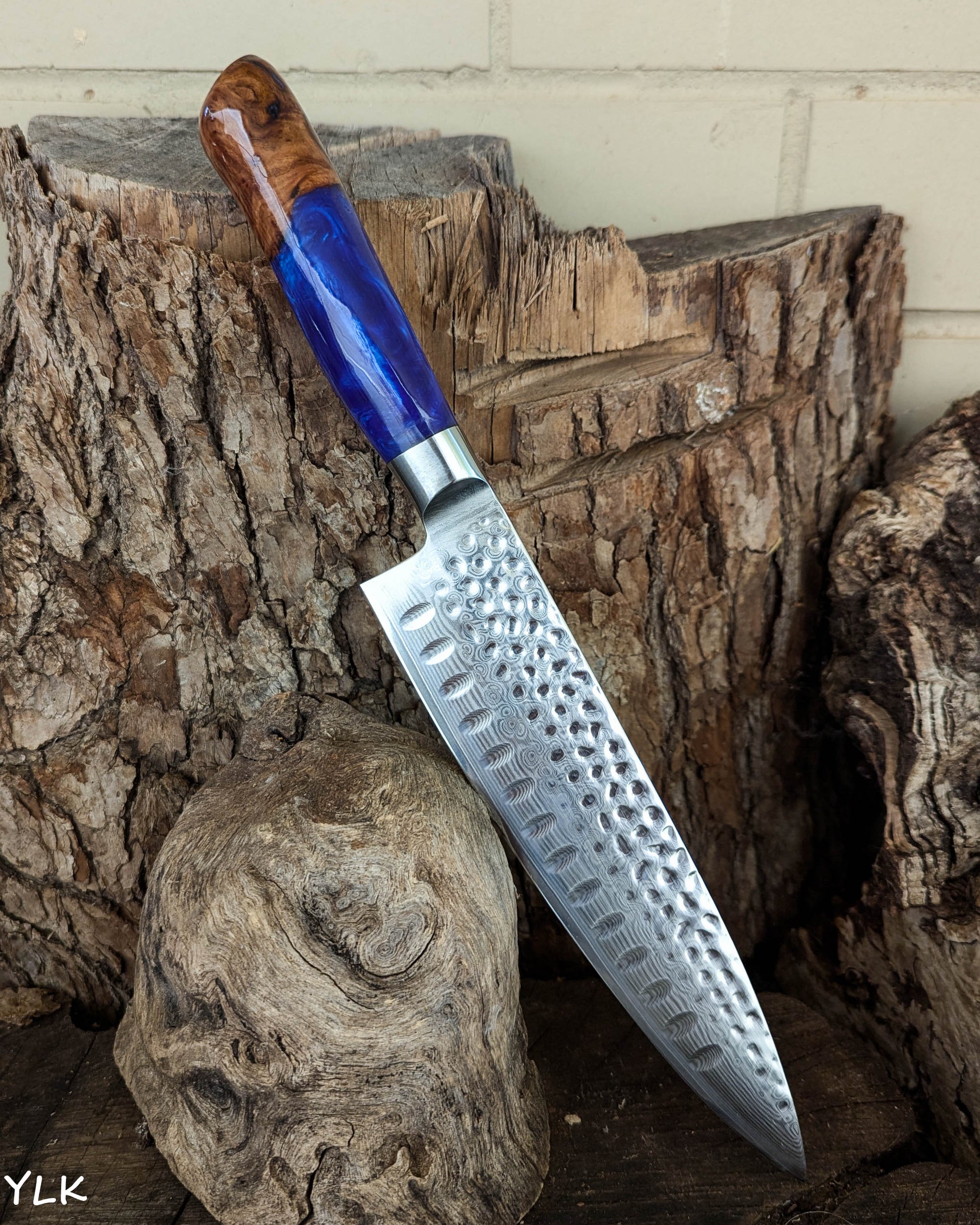 Chef's Knife Brown Mallee Burl w/ Purple Haze Epoxy 200mm (8")