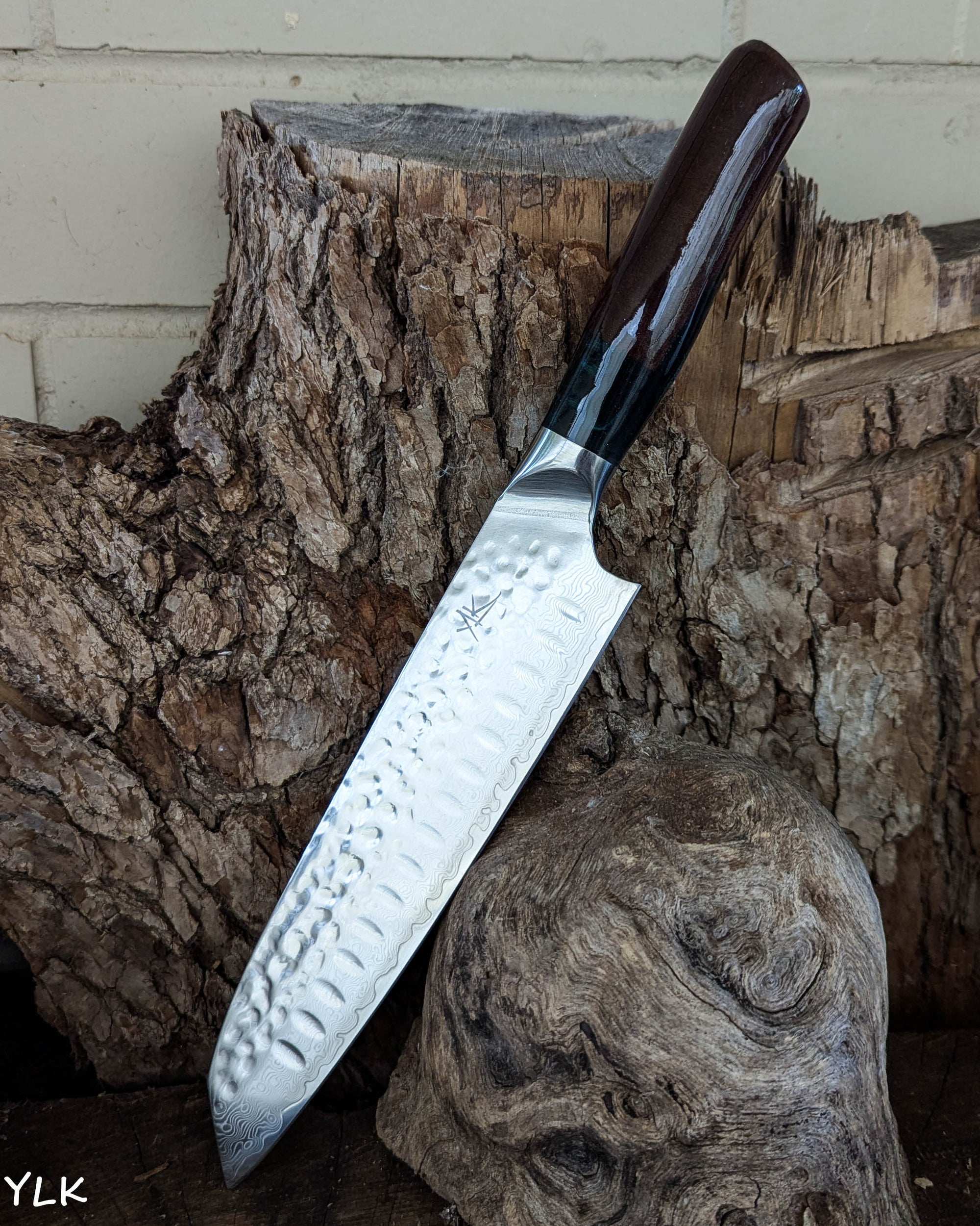 Santoku Knife Figured Blackwood w/ Forest Green Epoxy 185mm (7.5")
