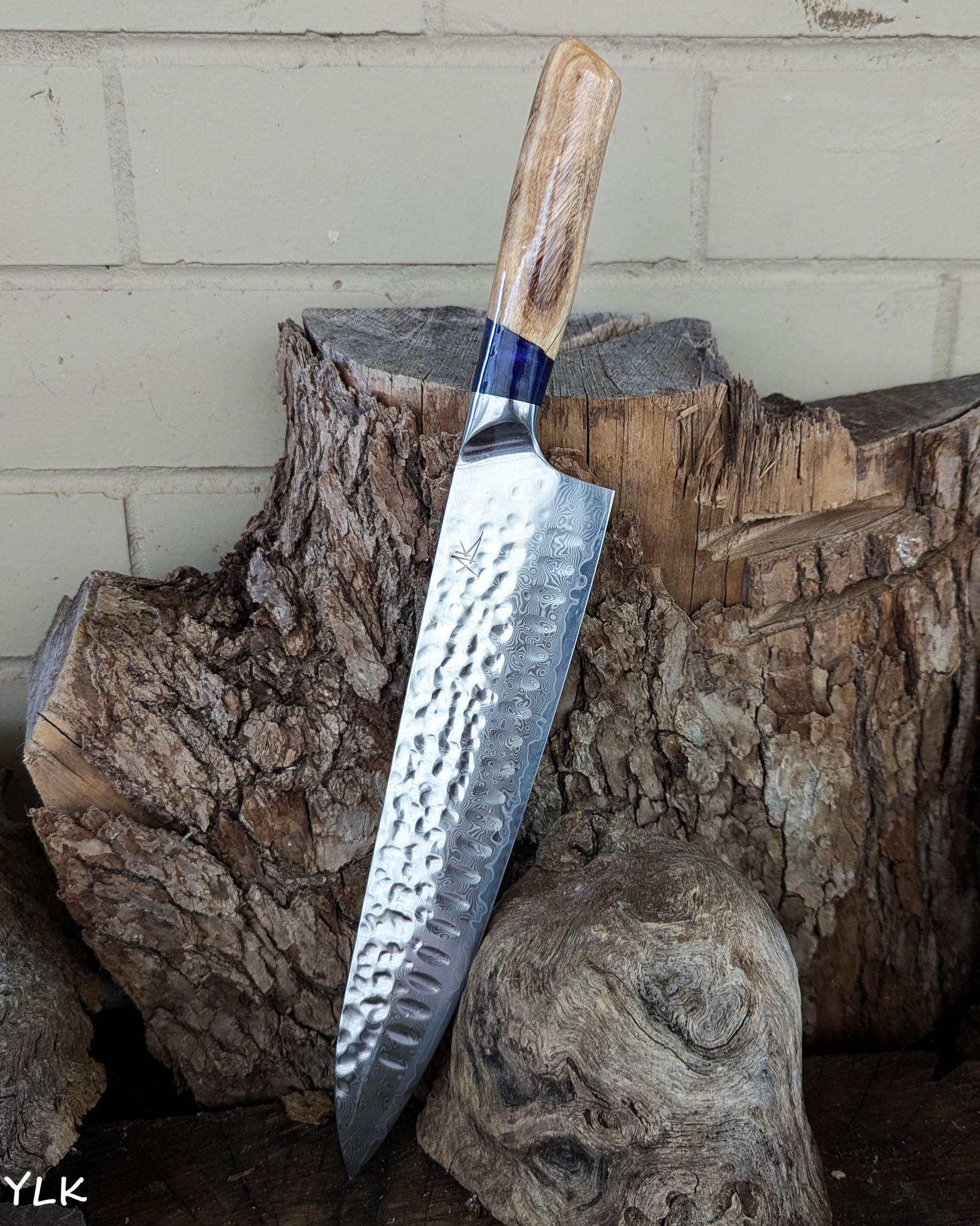 Large Chef's Knife Figured Blackwood w/ Purple Epoxy 250mm (10")