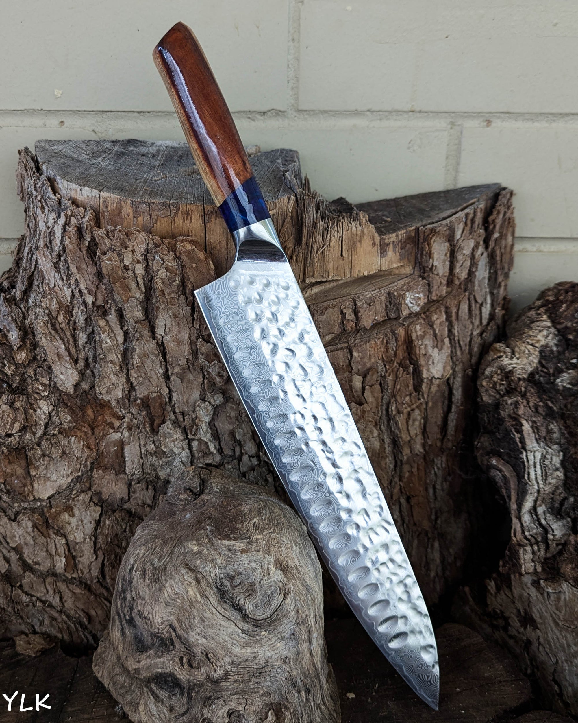 Large Chef's Knife Figured Blackwood w/ Purple Epoxy 250mm (10")