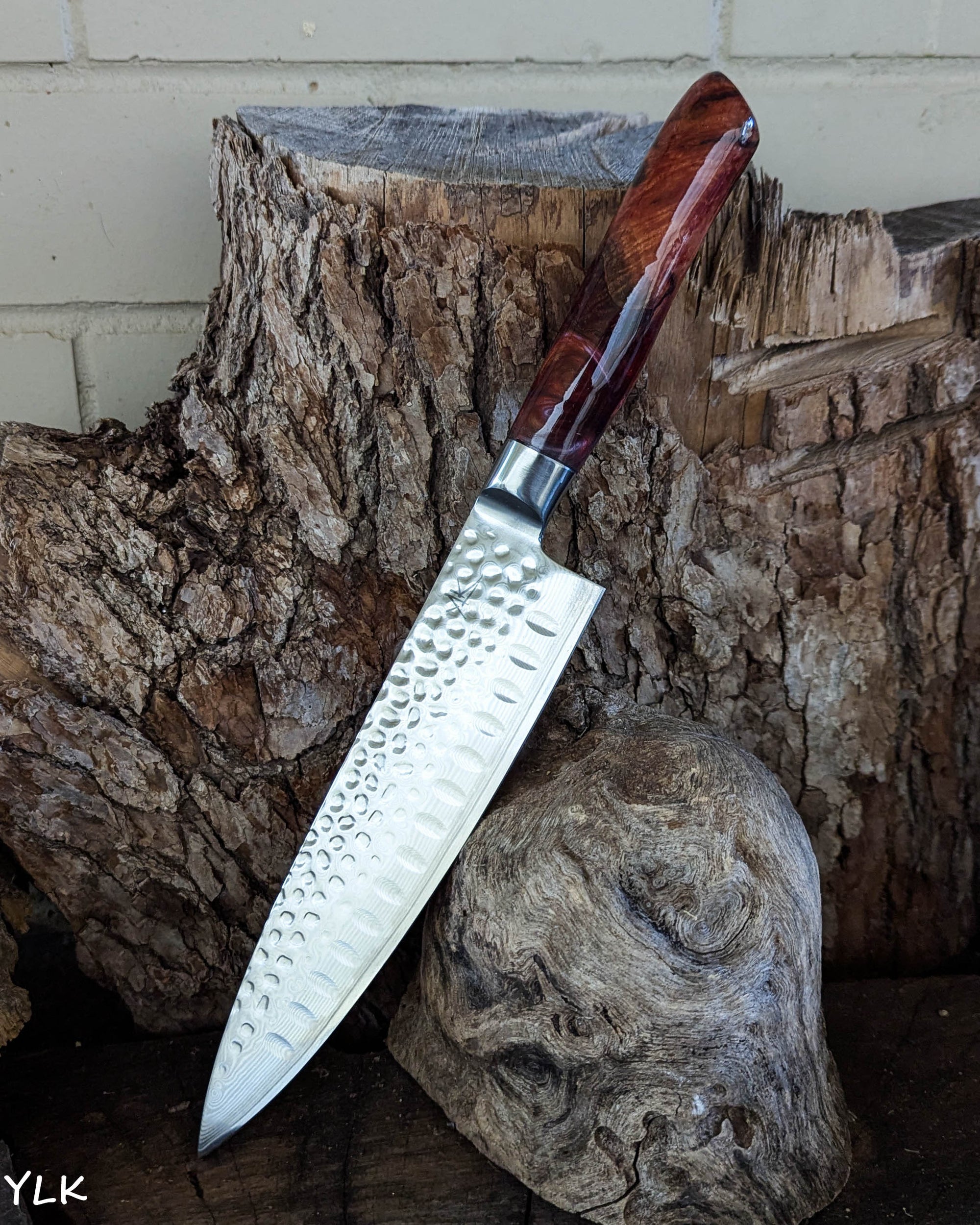 Chef's Knife Red Gum Burl w/ Multi Colour Epoxy 200mm (8")