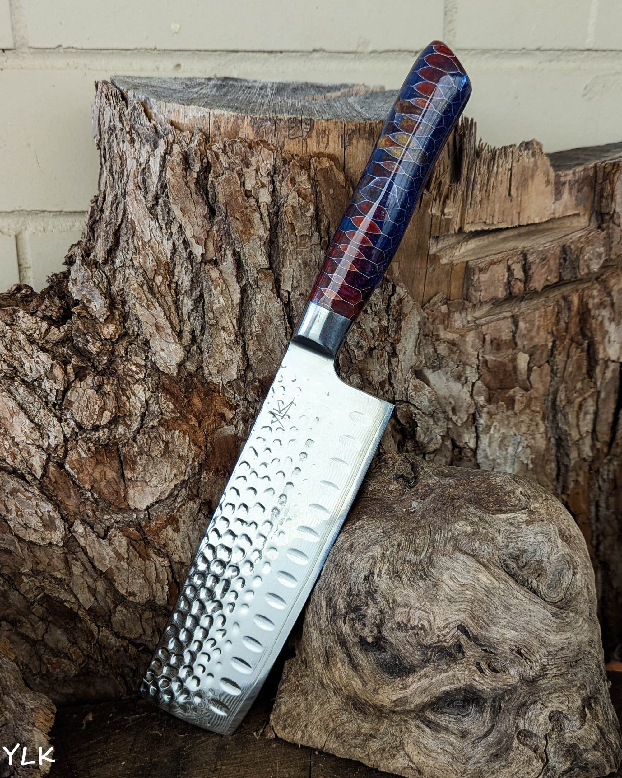 Nakiri Knife Honeycomb Aluminium w/ Multi Colour Epoxy 170mm (6.7")