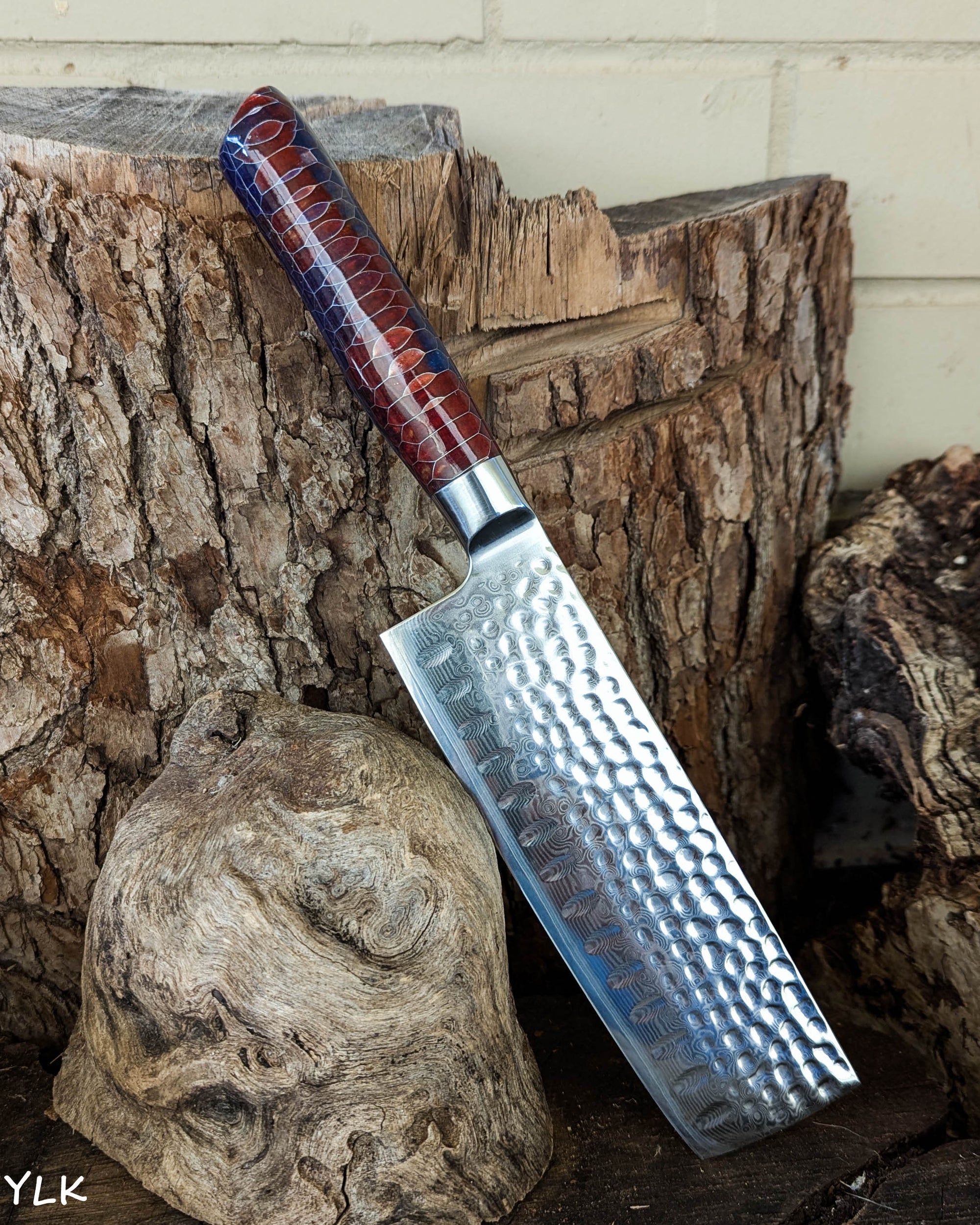 Nakiri Knife Honeycomb Aluminium w/ Multi Colour Epoxy 170mm (6.7")
