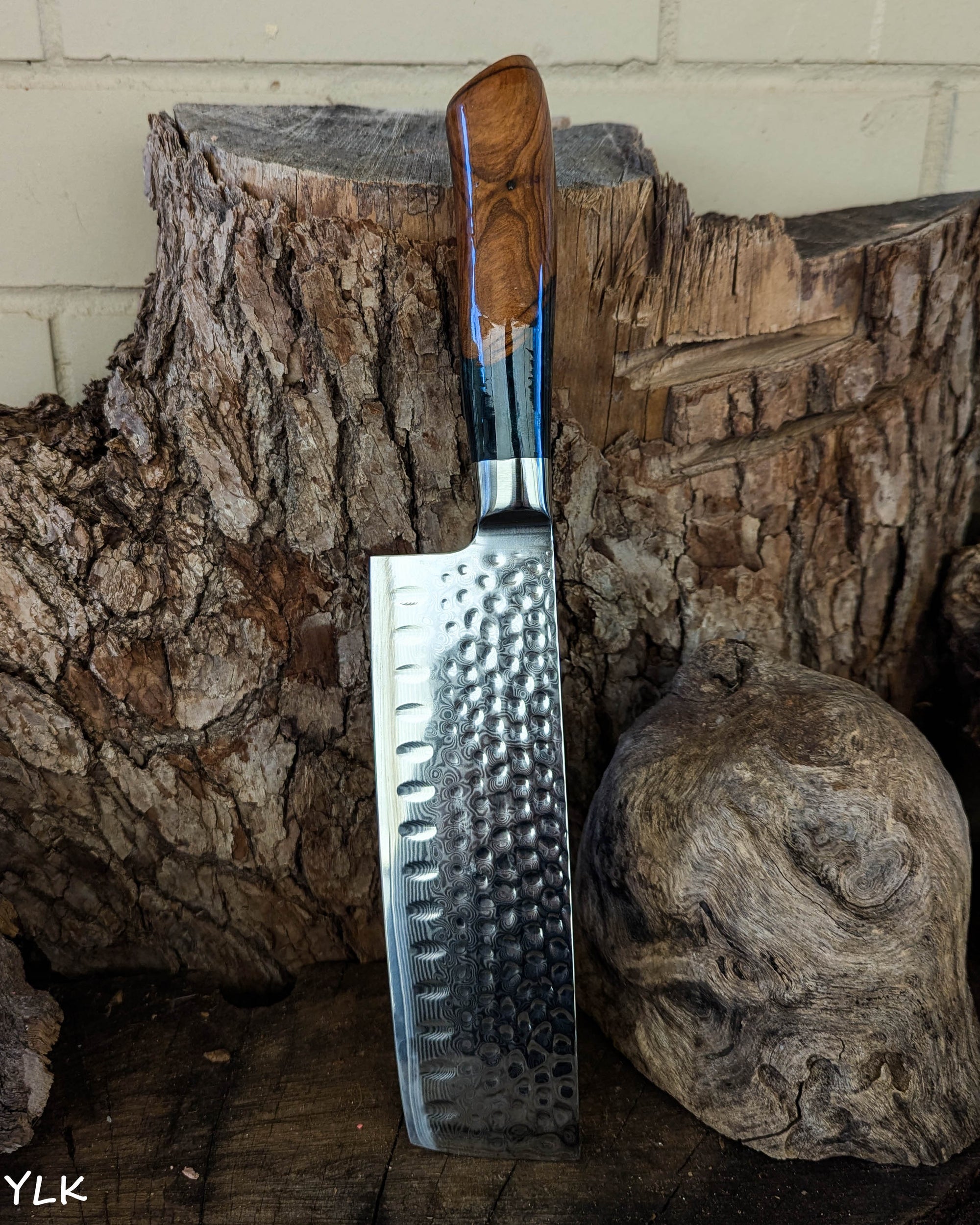 Nakiri Knife Almond w/ Forest Green Epoxy 170mm (6.7")