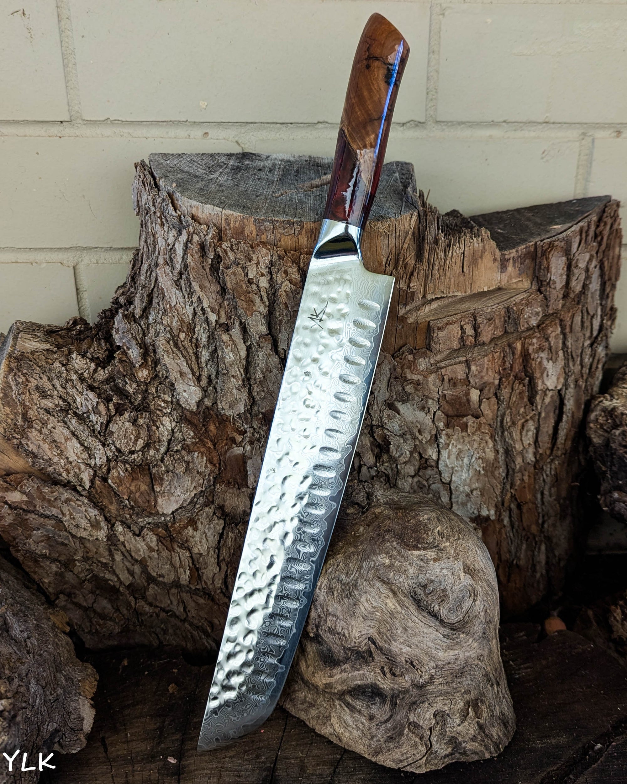 Brisket Knife Mystery Burl w/ Red Epoxy 260mm (10.5")