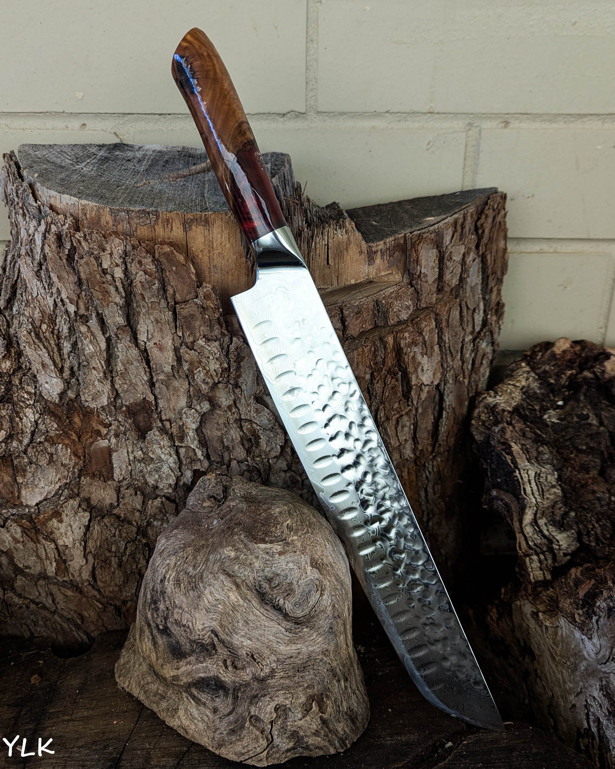 Brisket Knife Mystery Burl w/ Red Epoxy 260mm (10.5")