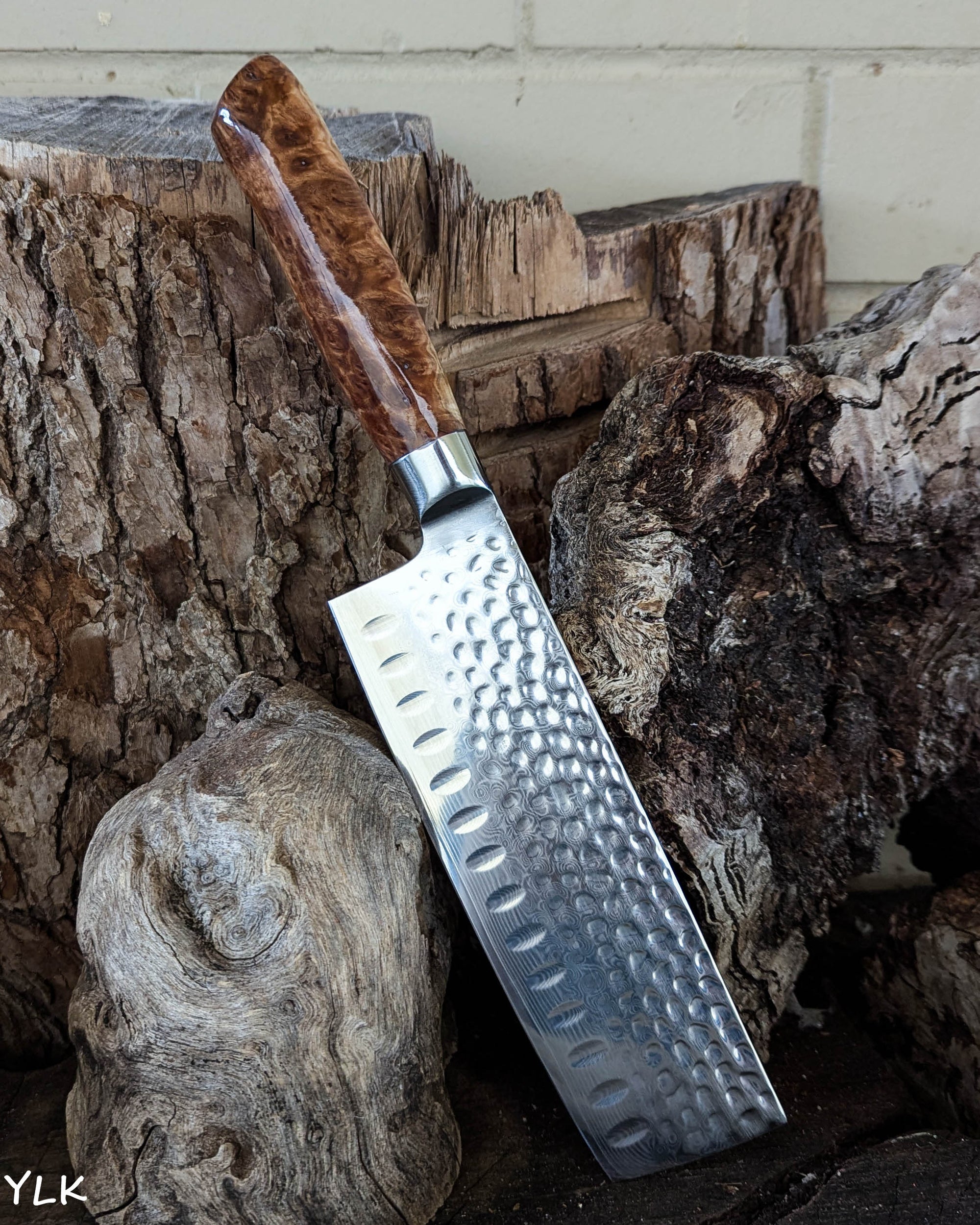 Nakiri Knife Bimble Burl w/ Black Epoxy 170mm (6.7")