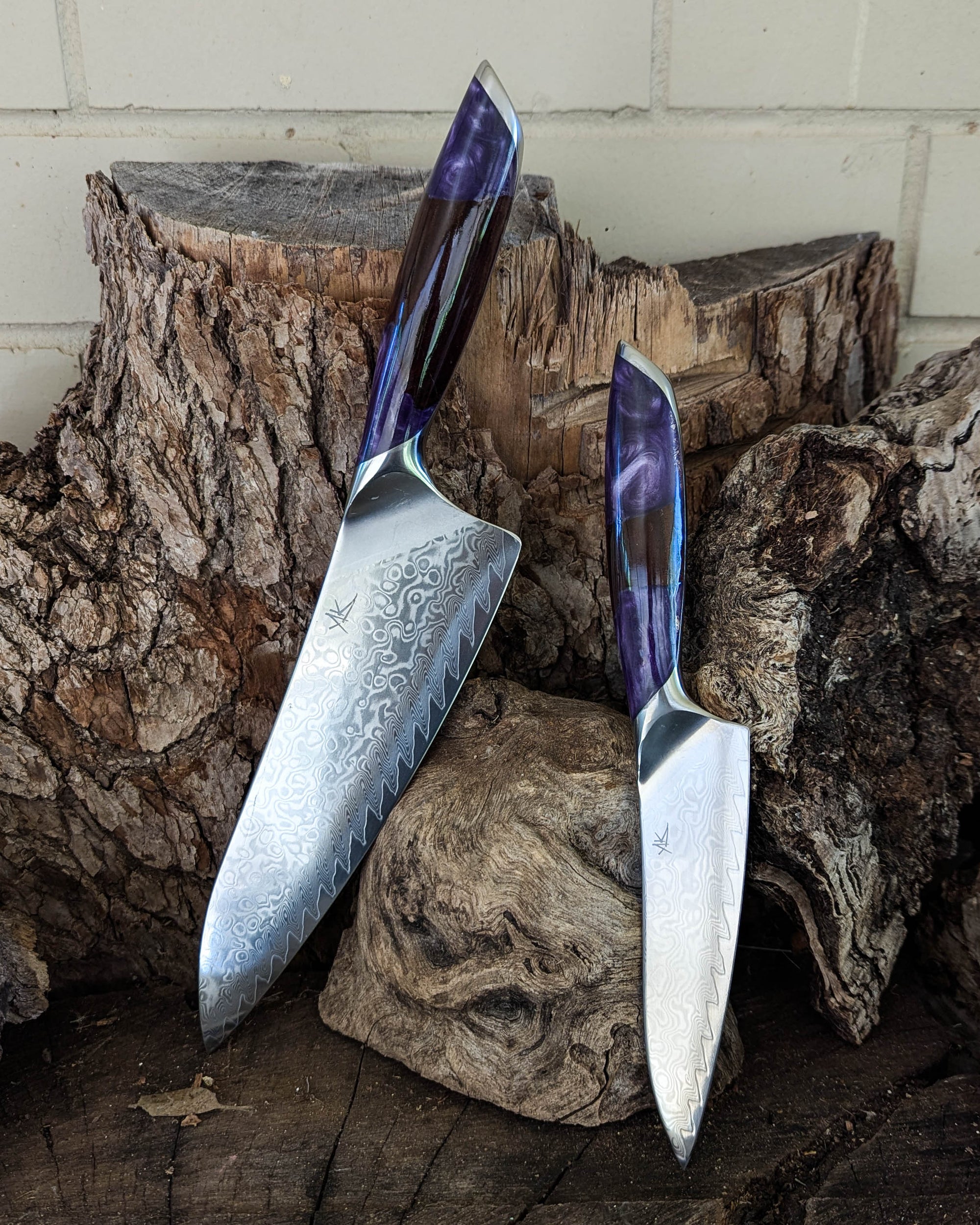 Premium Powdered Steel Chef & Utility Black Wattle w/ Lavender Epoxy