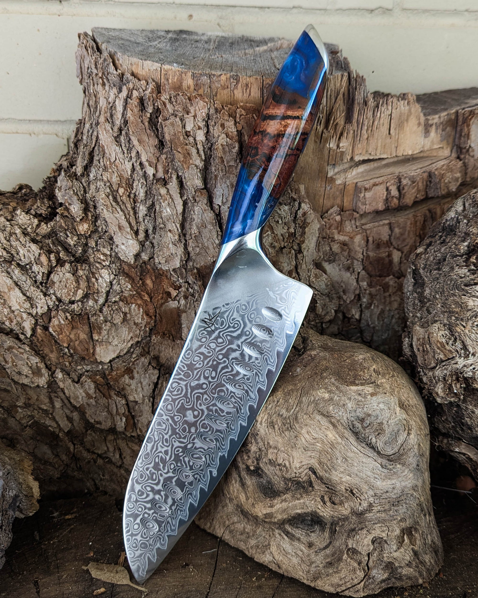 Premium Powdered Steel Santoku Stringybark w/ Multi Colour Epoxy 185mm (7.2")