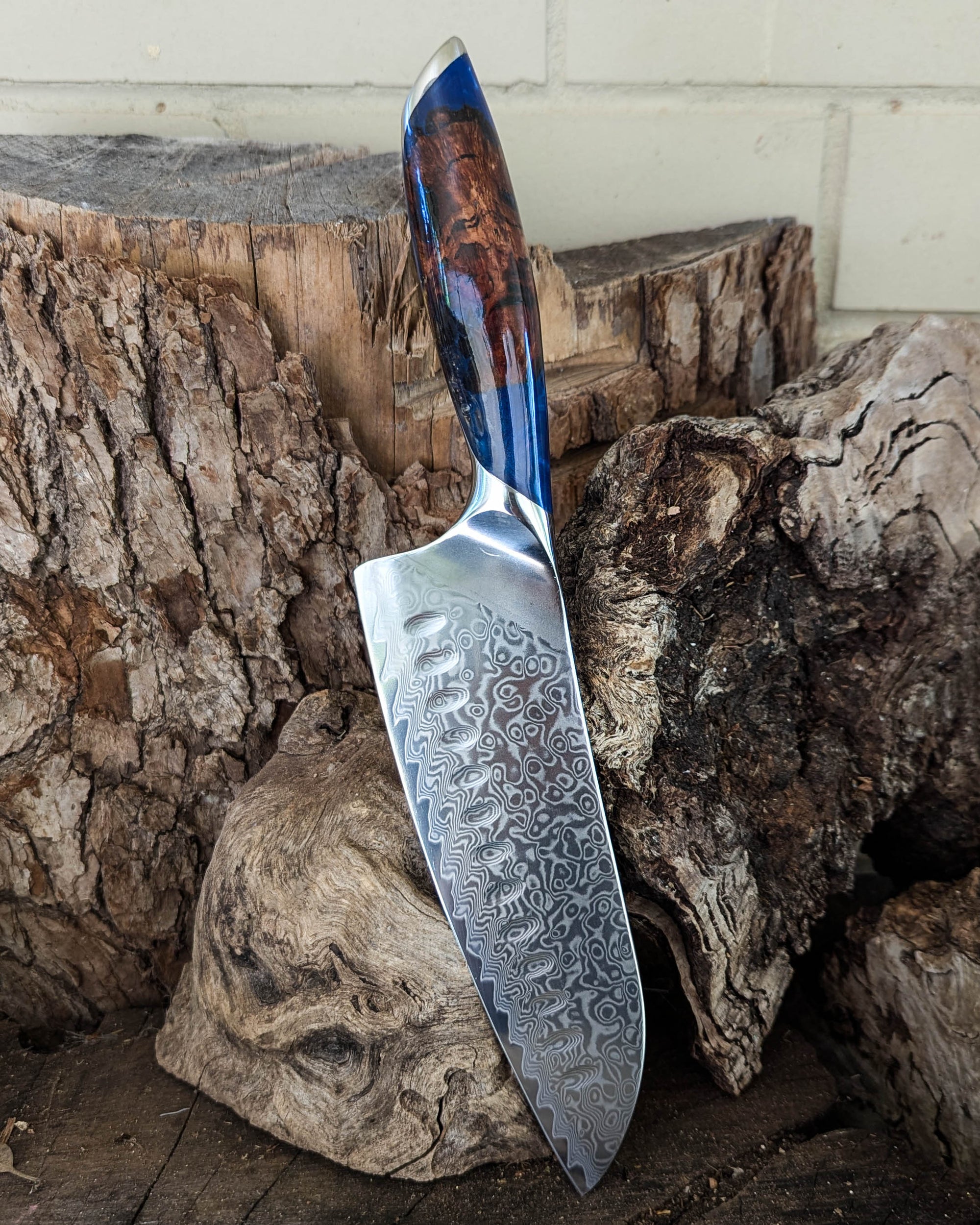 Premium Powdered Steel Santoku Stringybark w/ Multi Colour Epoxy 185mm (7.2")