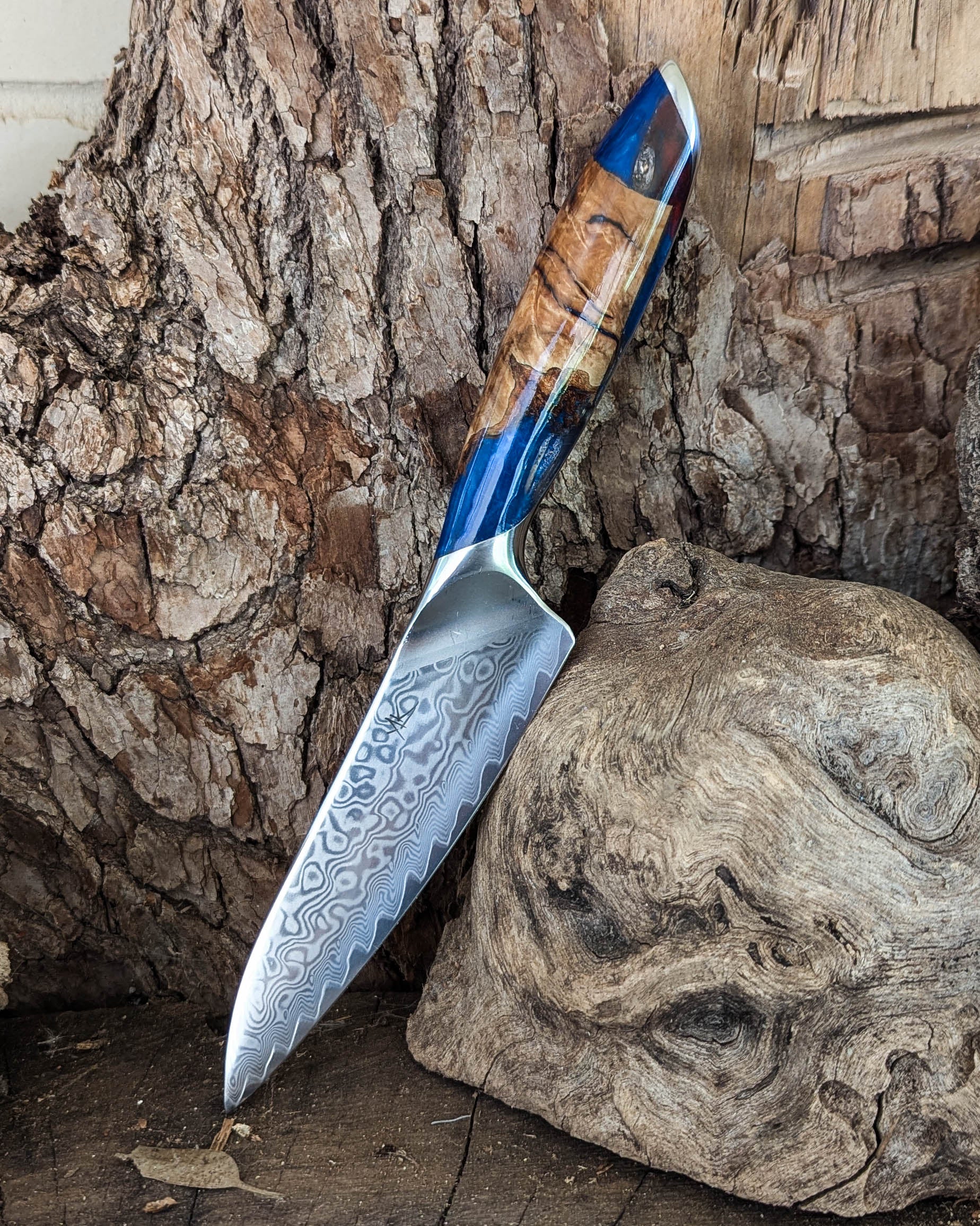 Premium Powdered Steel Utility Mystery Burl w/ Multi Colour Epoxy 127mm (5")