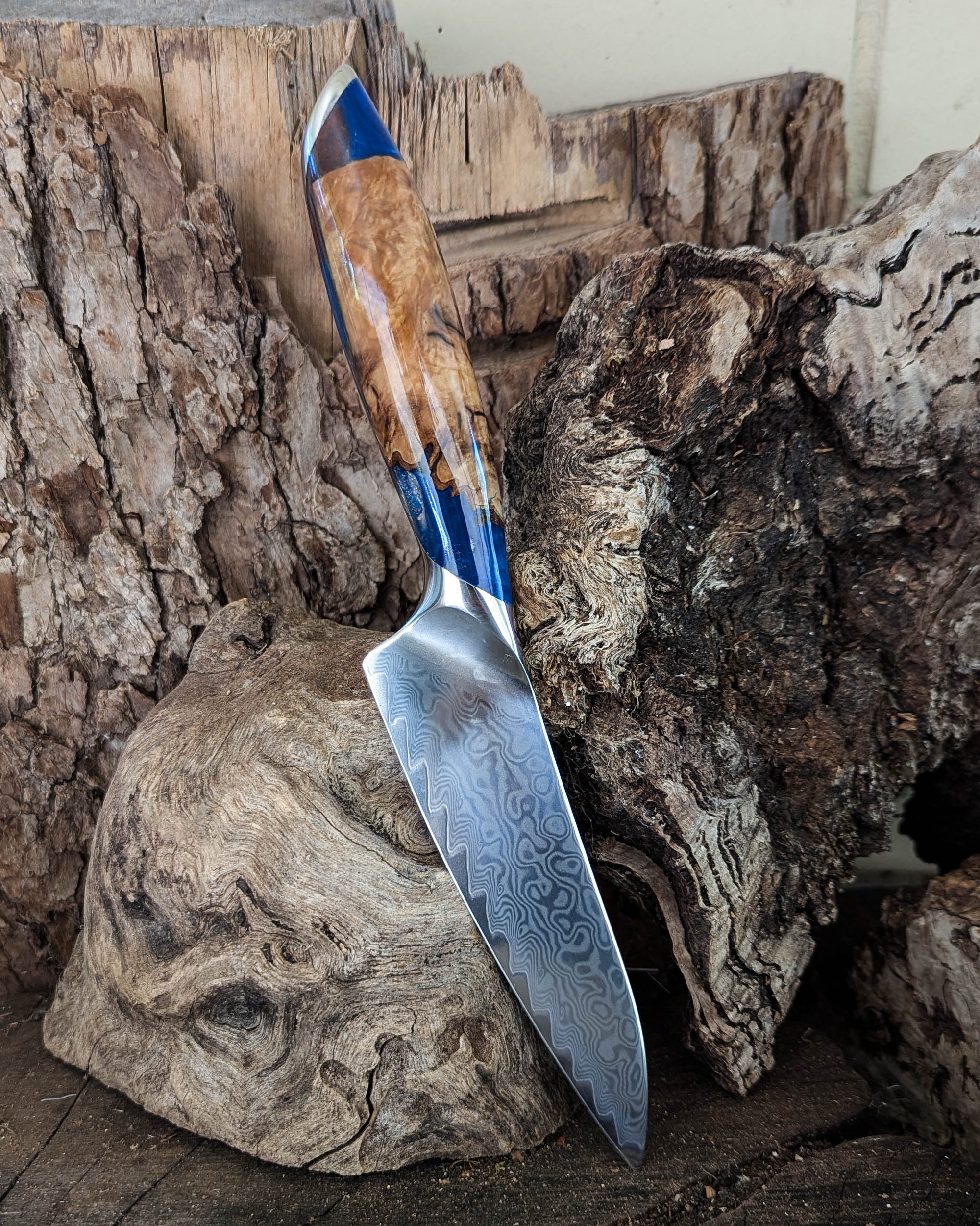 Premium Powdered Steel Utility Mystery Burl w/ Multi Colour Epoxy 127mm (5")