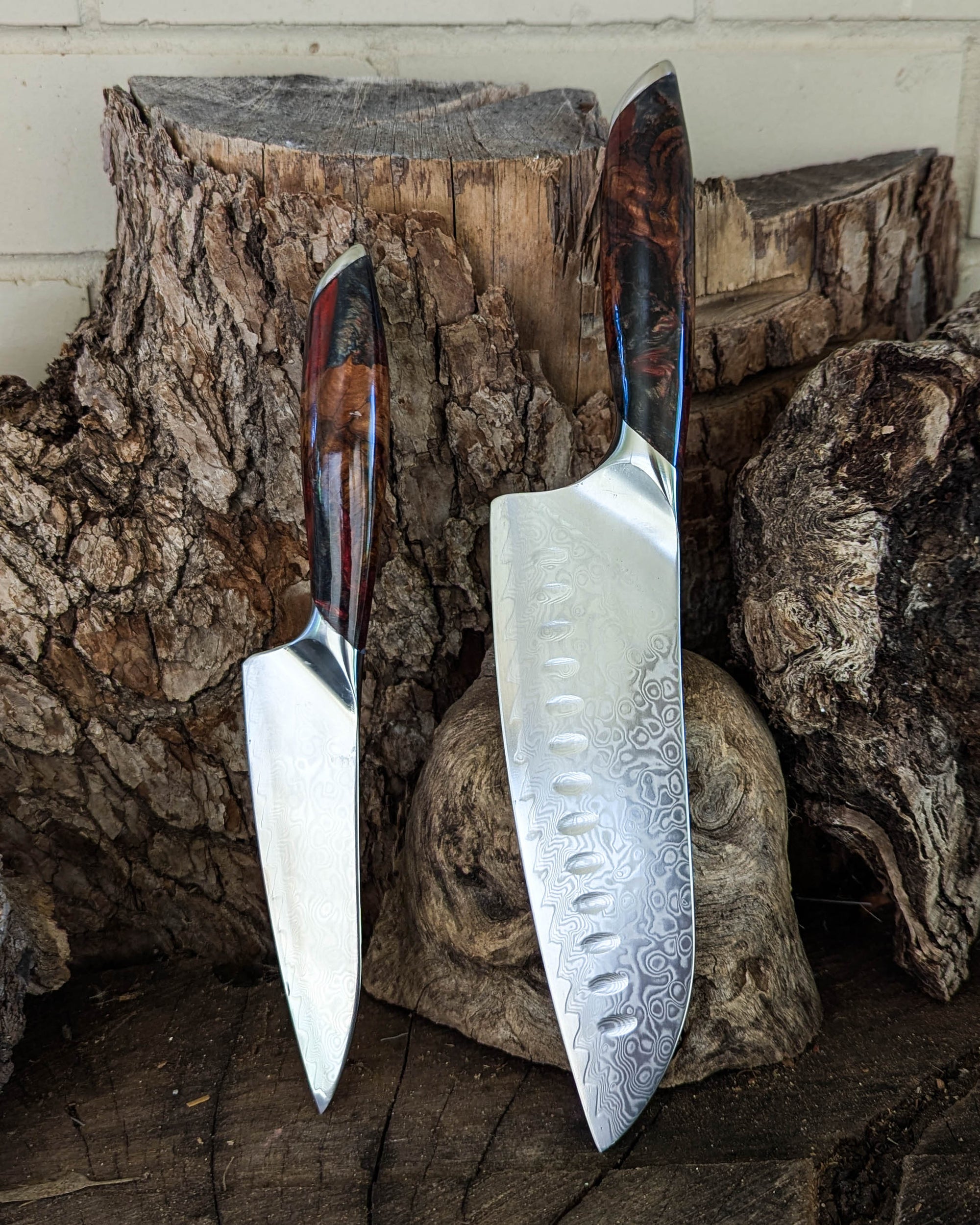 Premium Powdered Steel Satnoku & Utility Stringybark w/ Multi Colour Epoxy