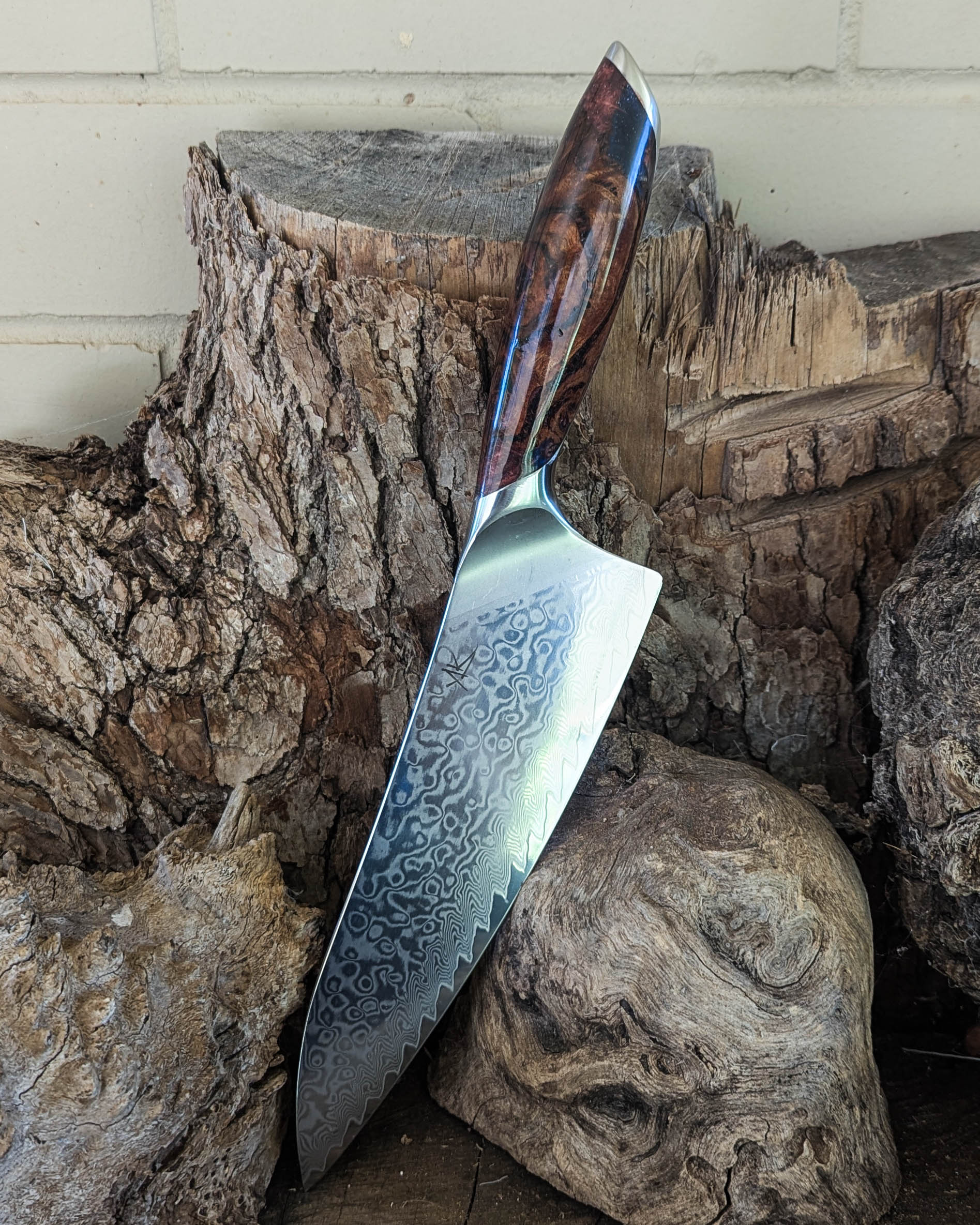 Premium Powdered Steel Chef's Stringybark w/ Multi Colour Epoxy 210mm (8.5")