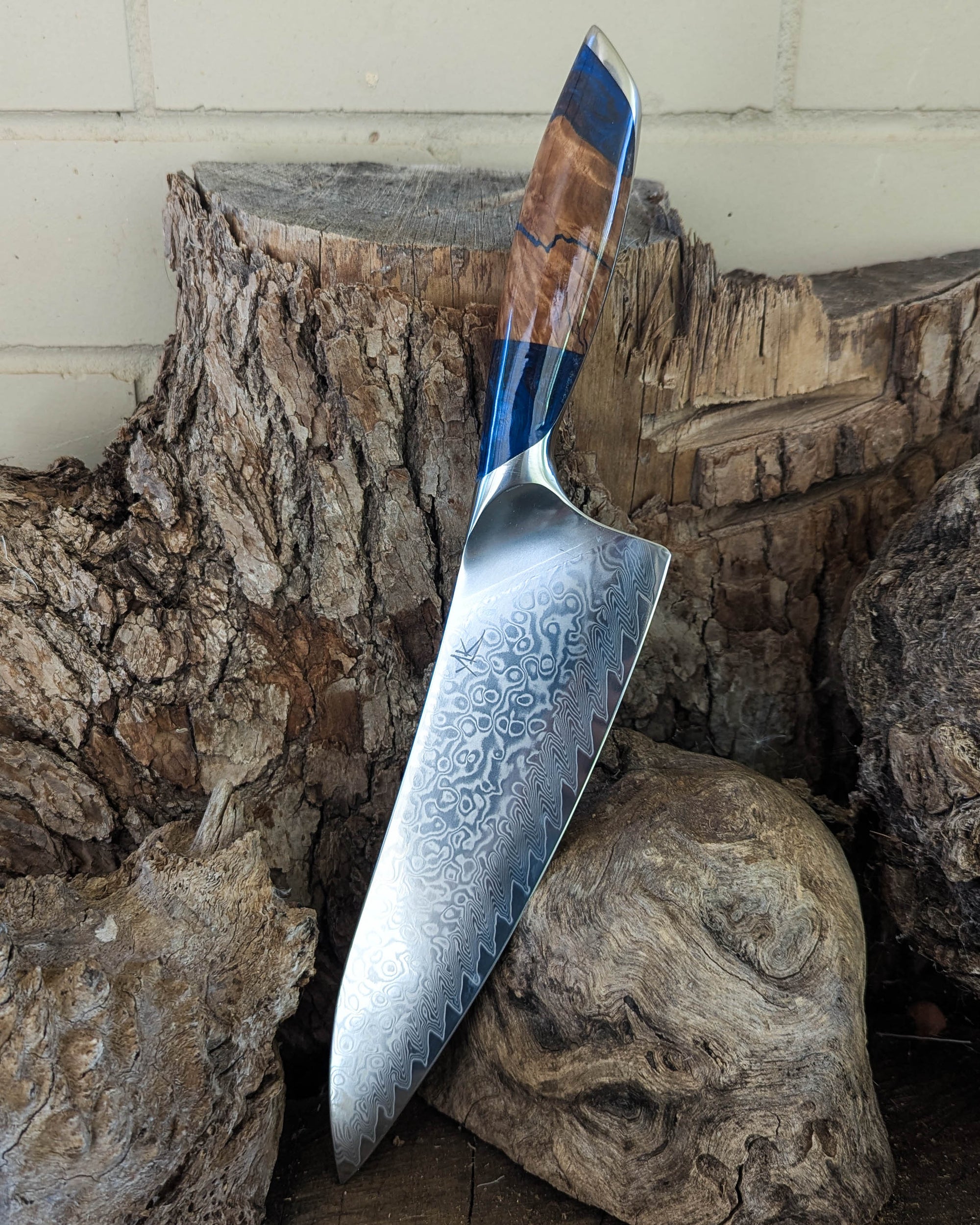 Premium Powdered Steel Chef's Brown Mallee w/ Multi Colour Epoxy 210mm (8.5")