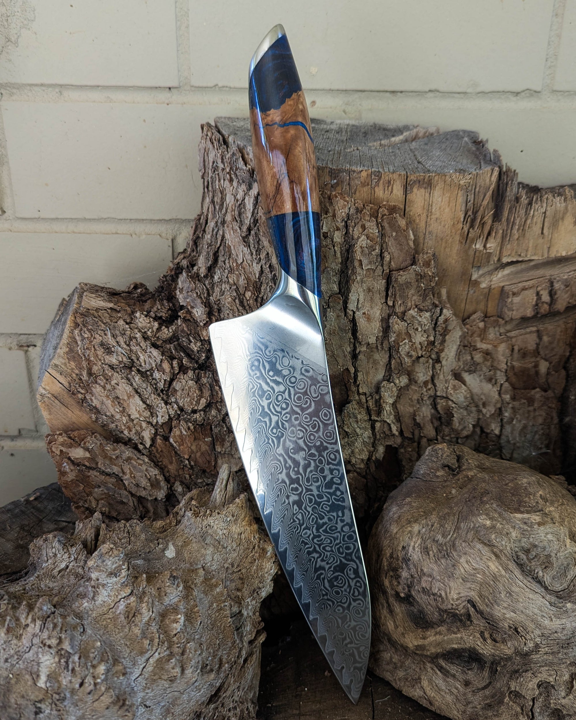 Premium Powdered Steel Chef's Brown Mallee w/ Multi Colour Epoxy 210mm (8.5")