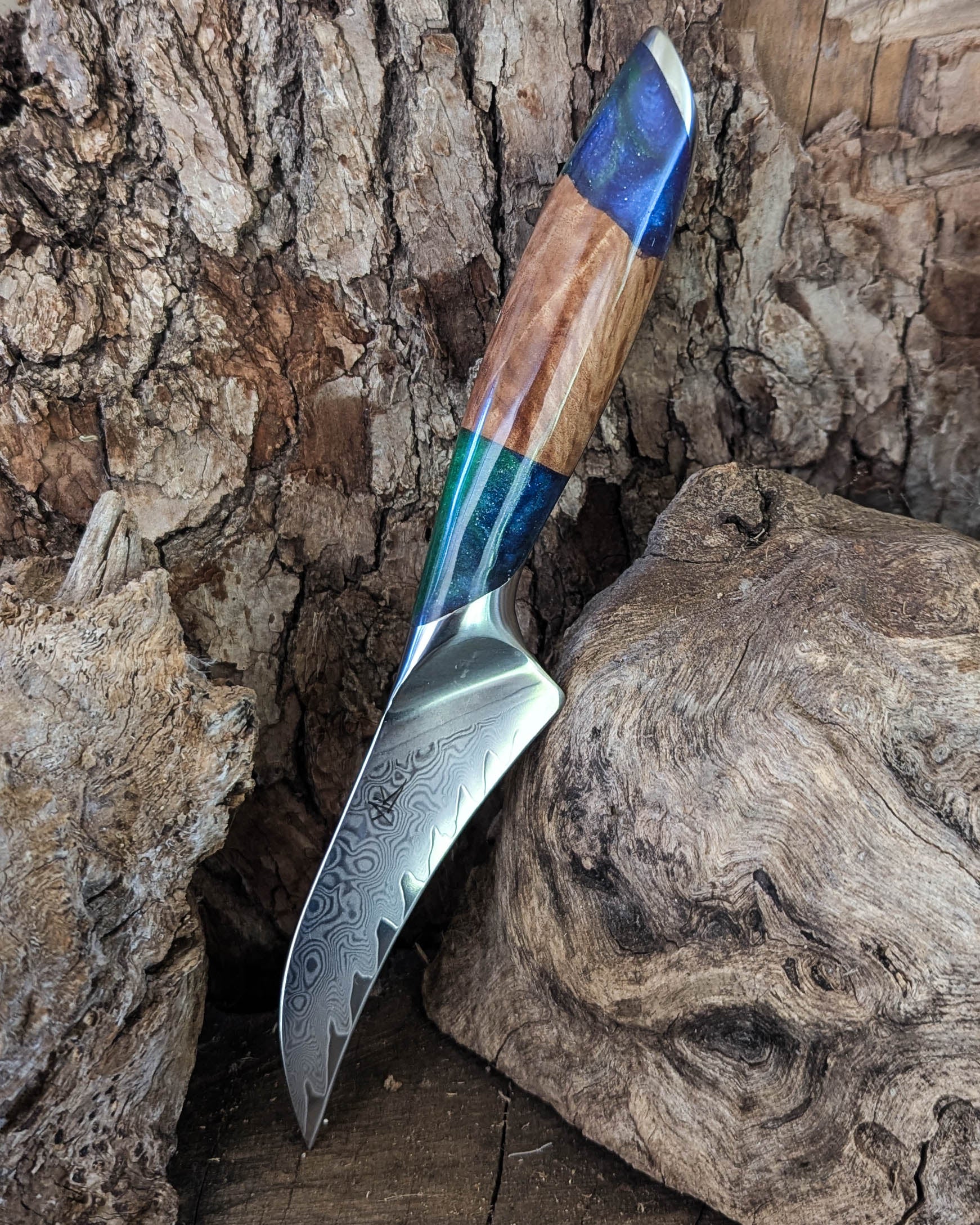 Premium Powdered Steel Bird's Beak Red Mallee w/ Multi Colour Epoxy