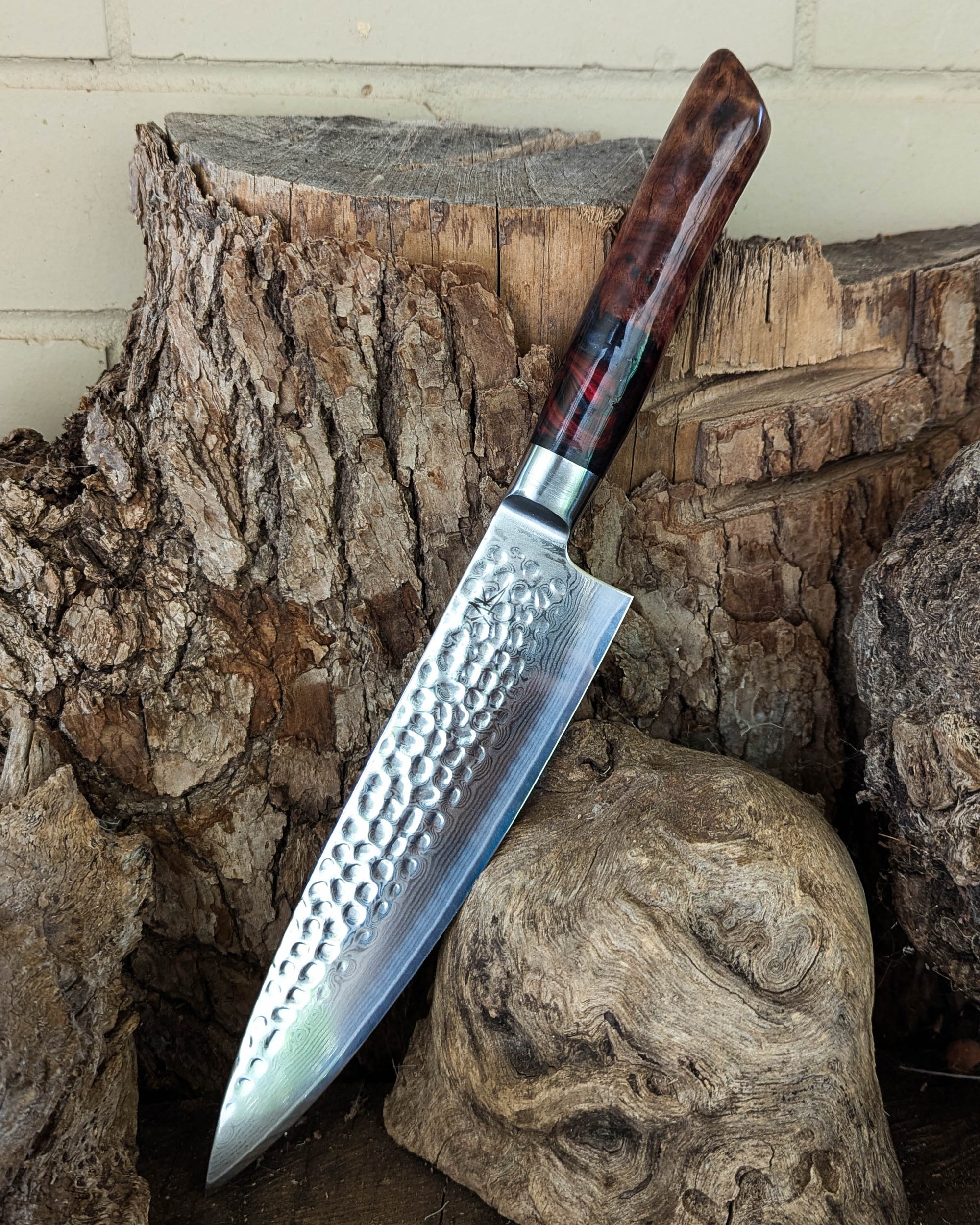 Chef's Knife Mystery Burl w/ Multi Colour Epoxy 200mm (8")