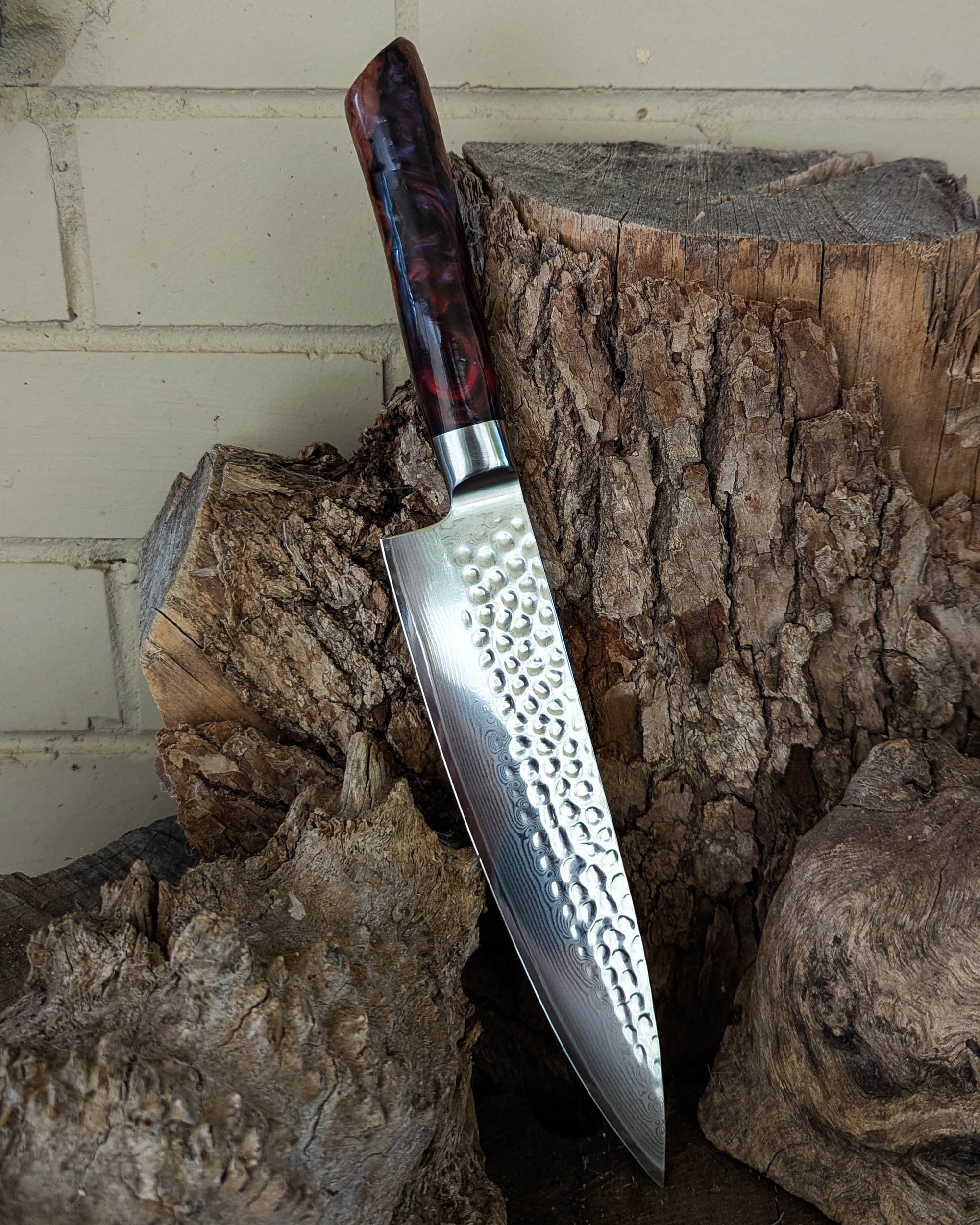 Chef's Knife Mystery Burl w/ Multi Colour Epoxy 200mm (8")