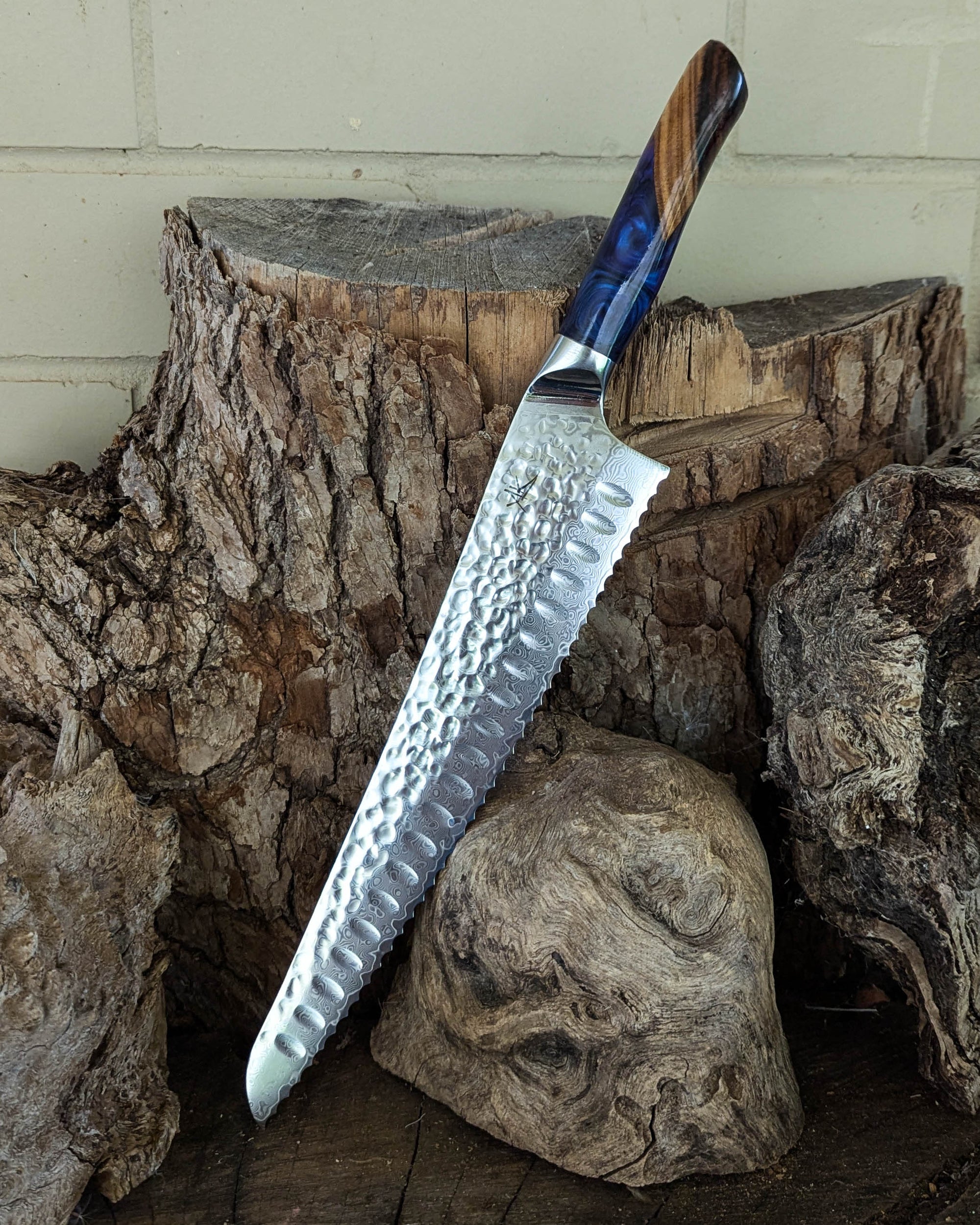 Bread Knife Black Wattle w/ Purple Haze & Black Epoxy 250mm (10")