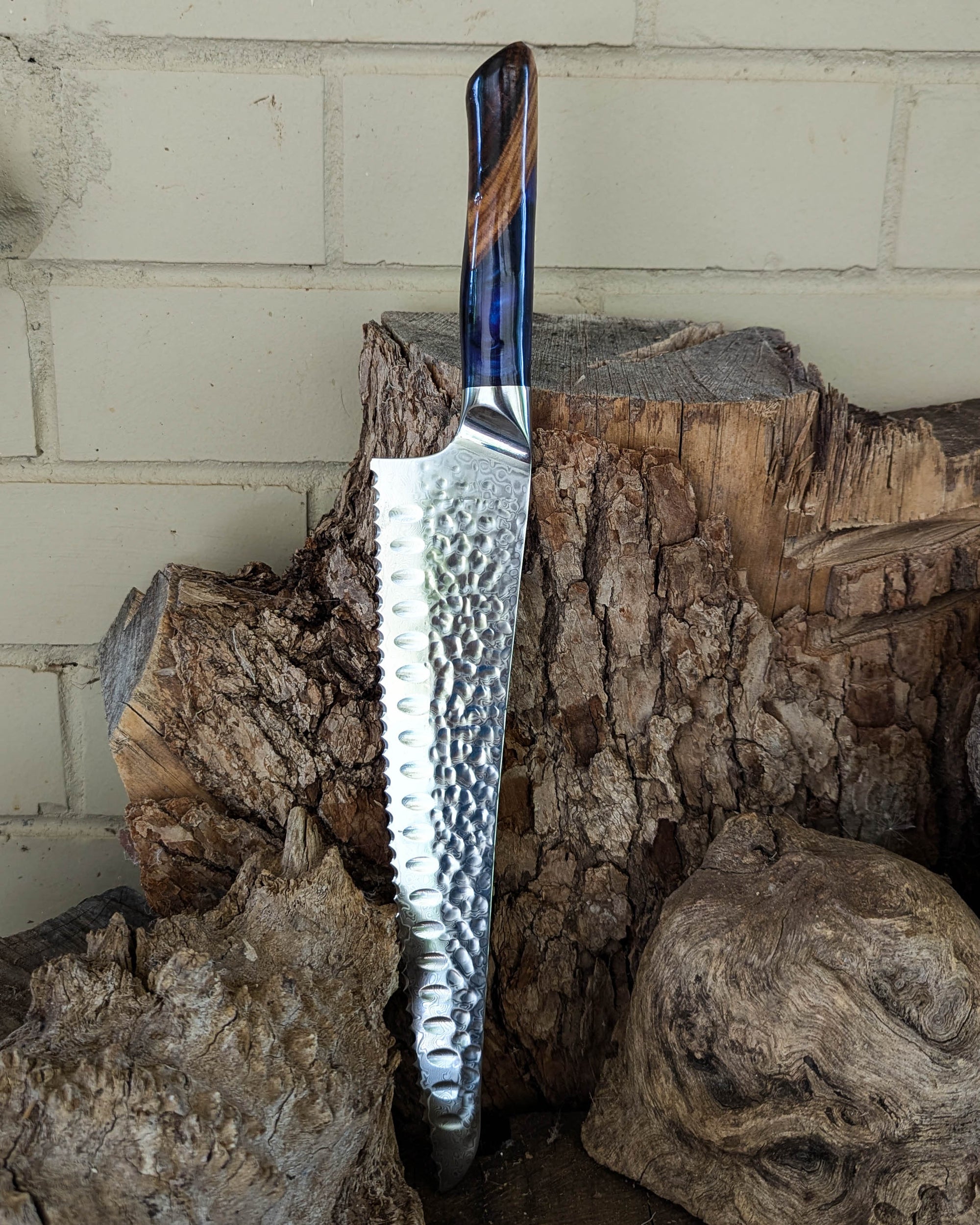 Bread Knife Black Wattle w/ Purple Haze & Black Epoxy 250mm (10")