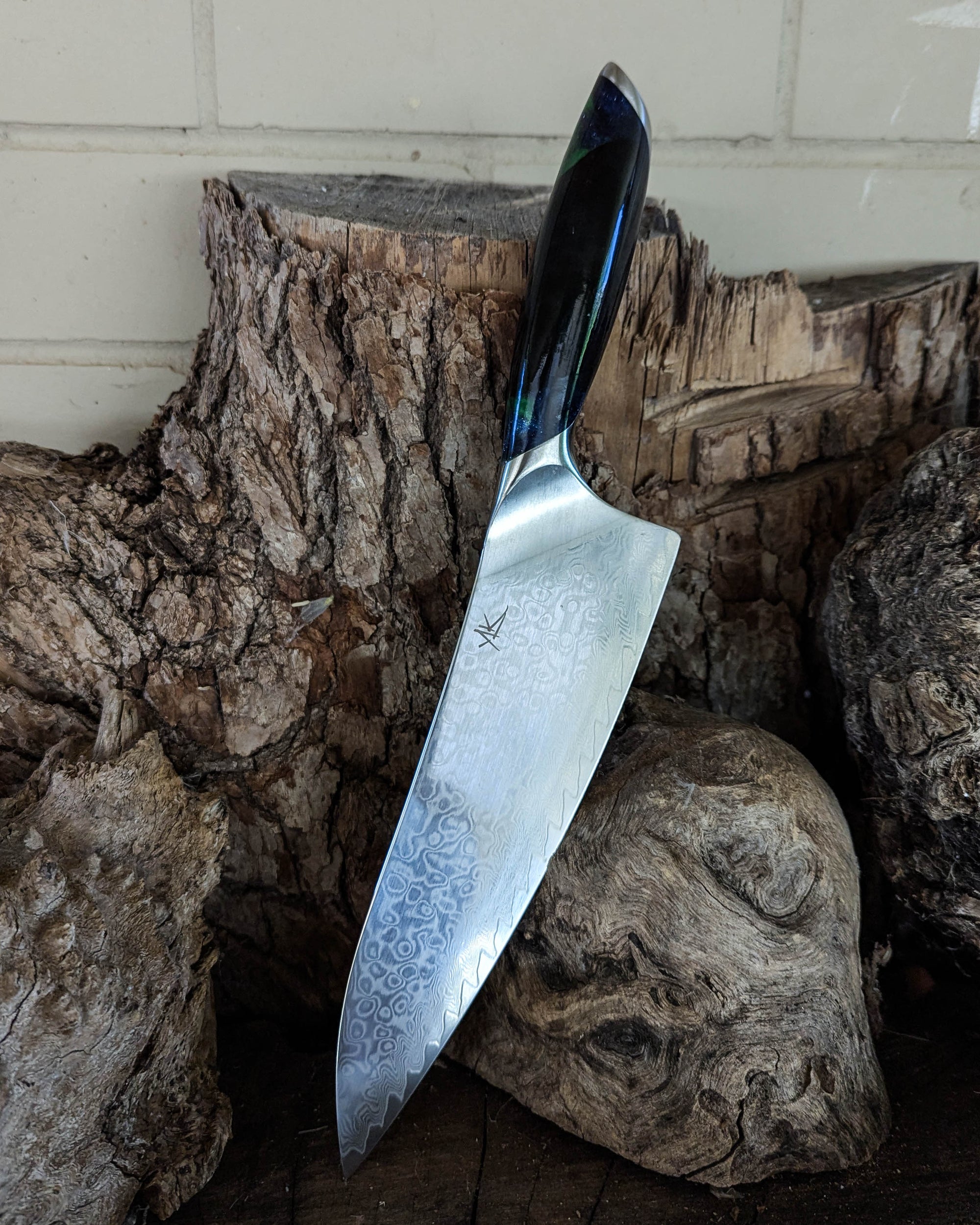 Premium Powdered Steel Chef's Ancient Gum w/ Multi Colour Epoxy 210mm (8.5")