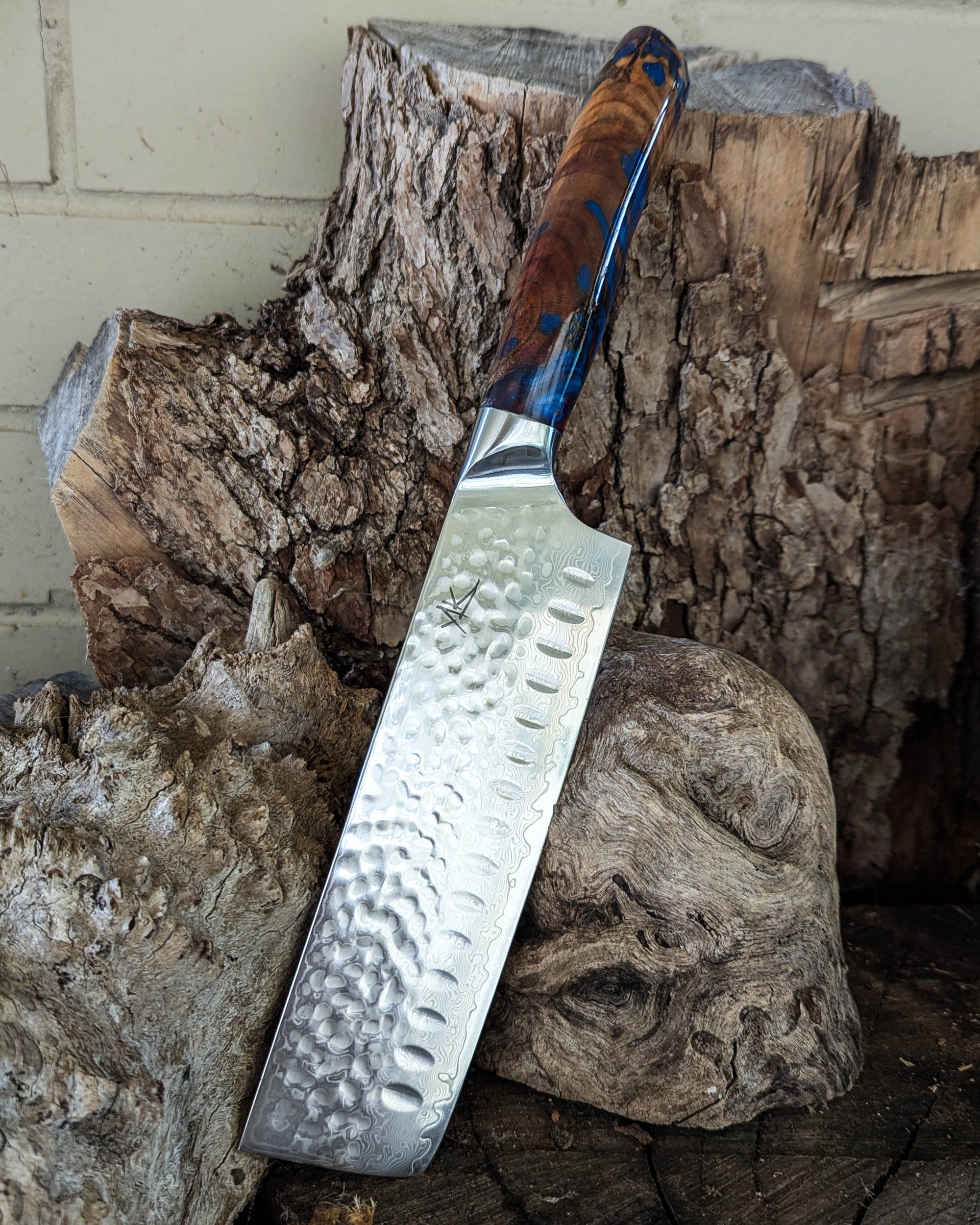 Nakiri Knife Termite Almond w/ Multi Colour Epoxy 170mm (6.7")