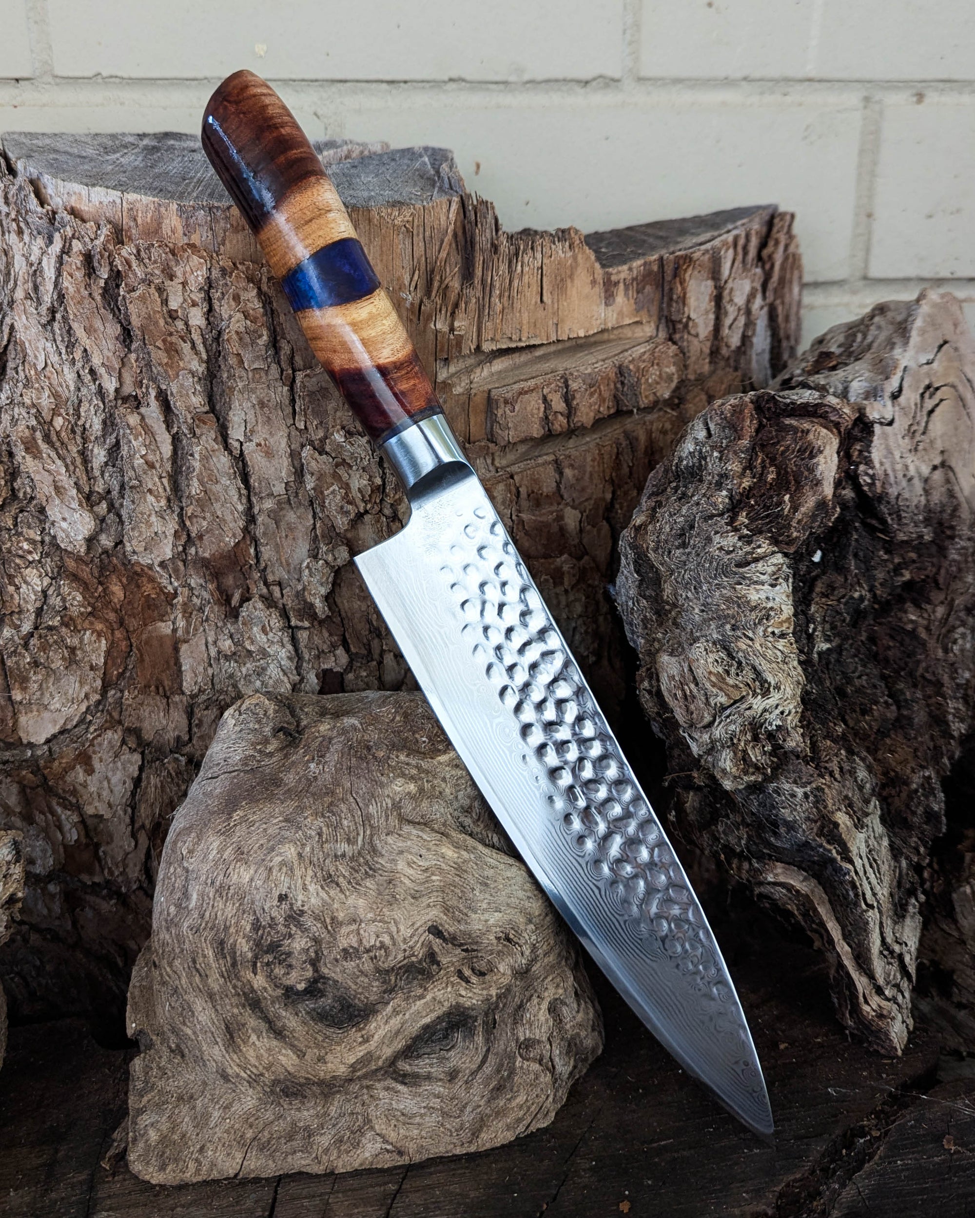 Chef's Knife Figured Blackwood w/ Purple & Red Epoxy 200mm (8")