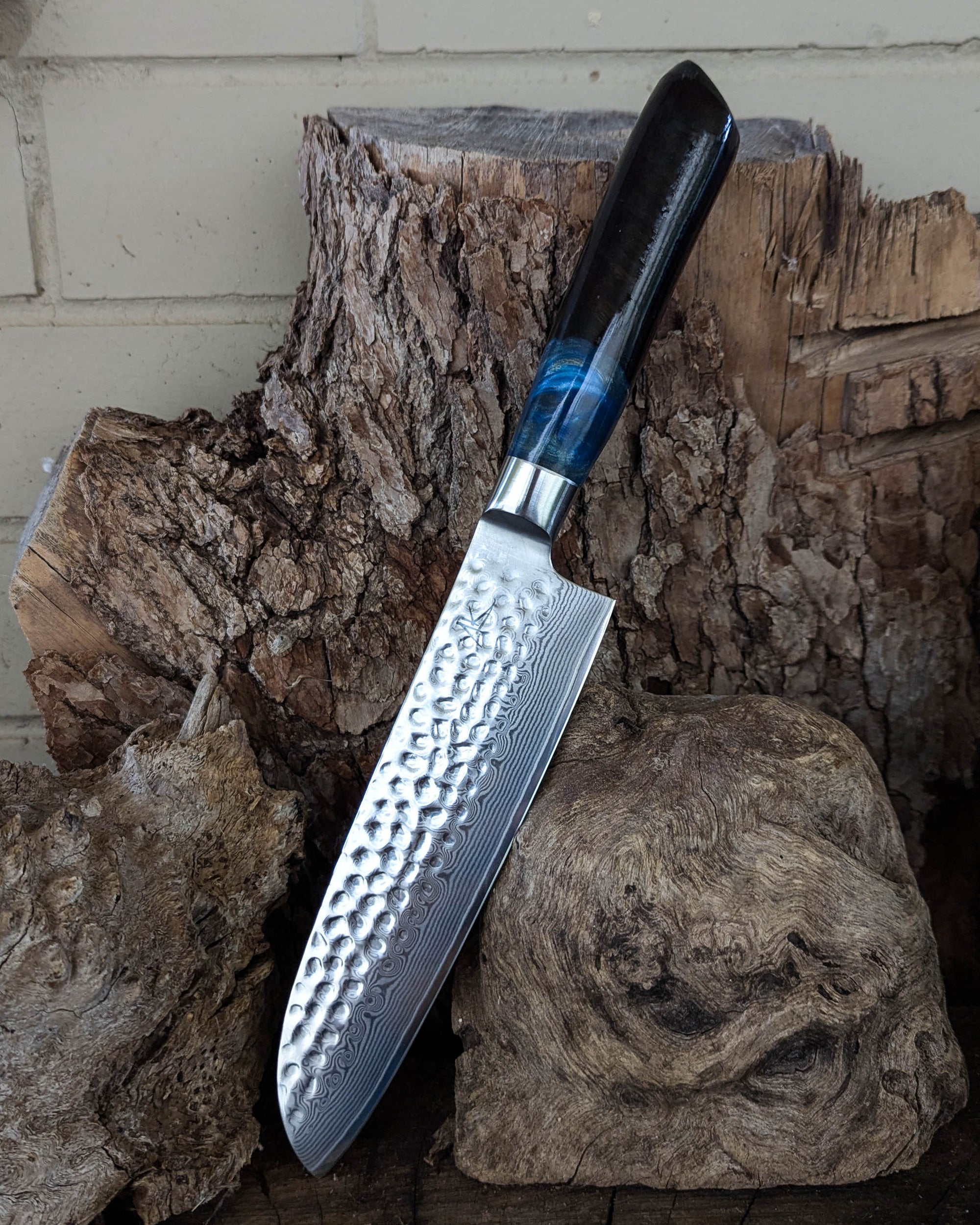 Santoku Knife Ancient Gum w/ Multi Colour Epoxy 185mm (7.5")