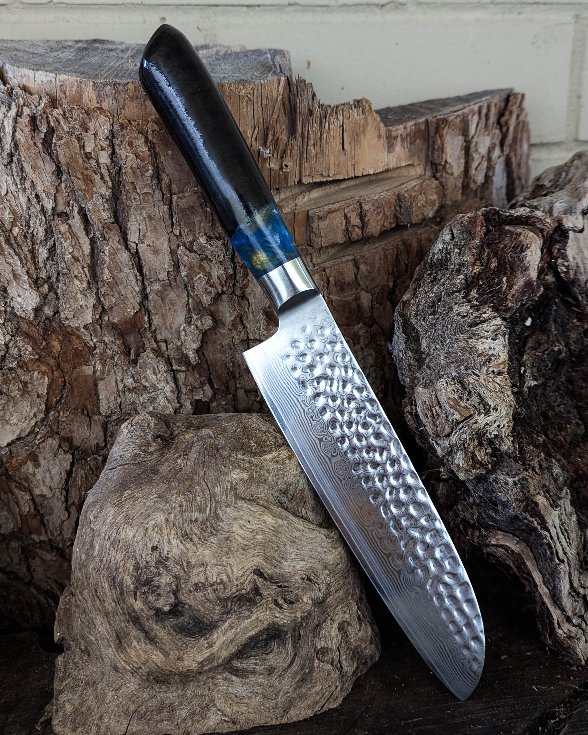 Santoku Knife Ancient Gum w/ Multi Colour Epoxy 185mm (7.5")