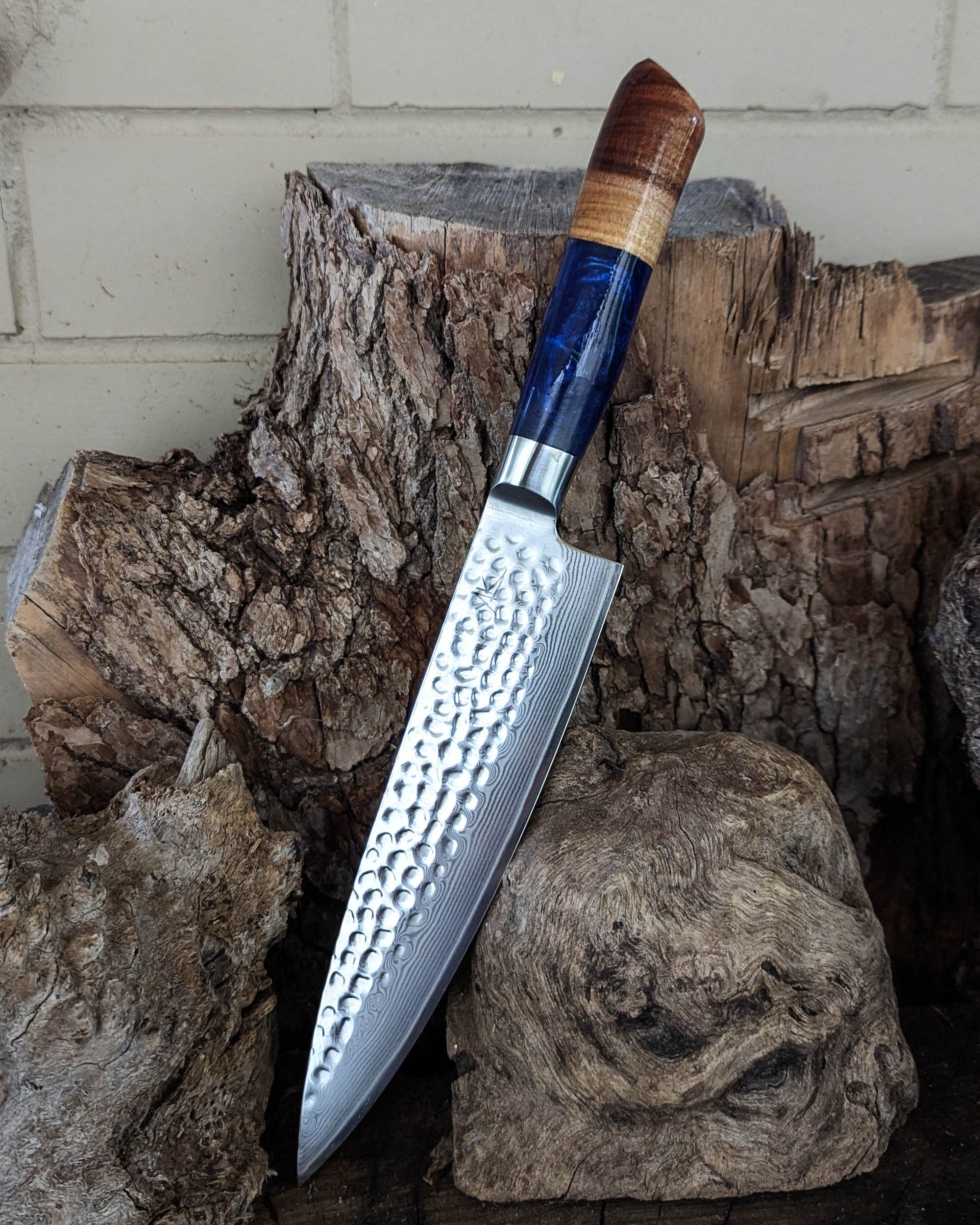 Chef's Knife Figured Blackwood w/ Multi Colour Epoxy 200mm (8")