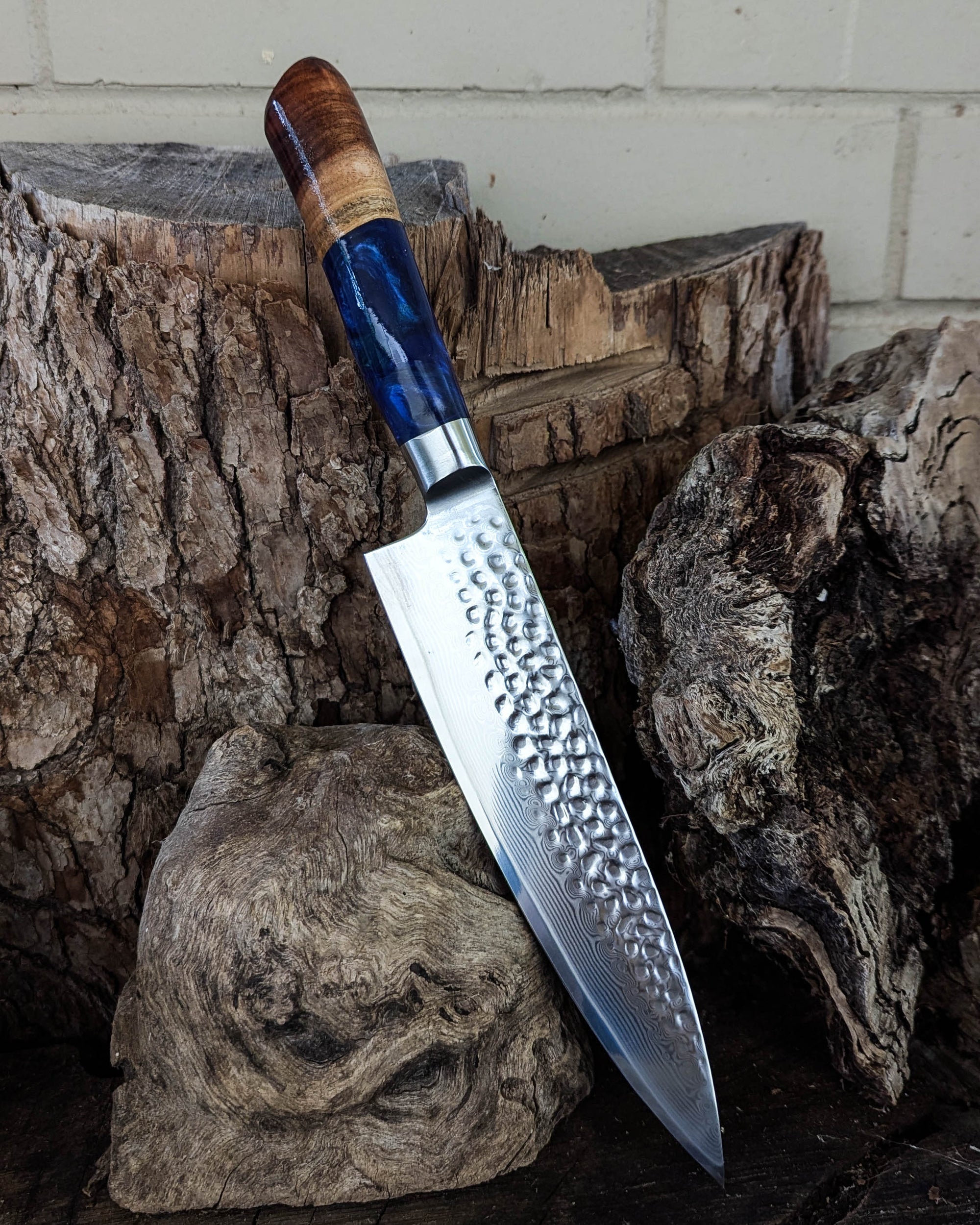Chef's Knife Figured Blackwood w/ Multi Colour Epoxy 200mm (8")