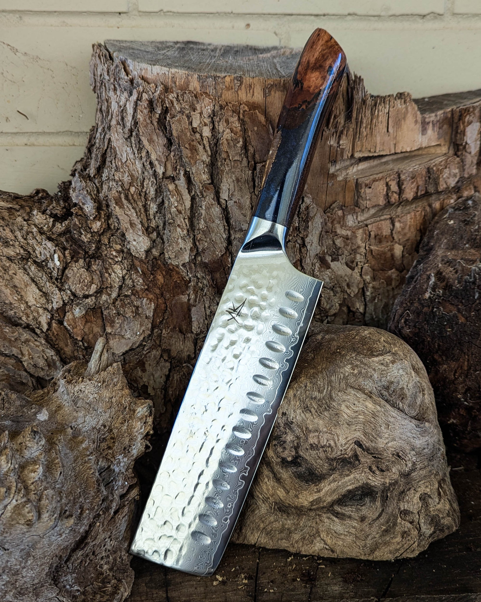 Nakiri Knife Stringybark w/ Multi Colour Epoxy 170mm (6.7")