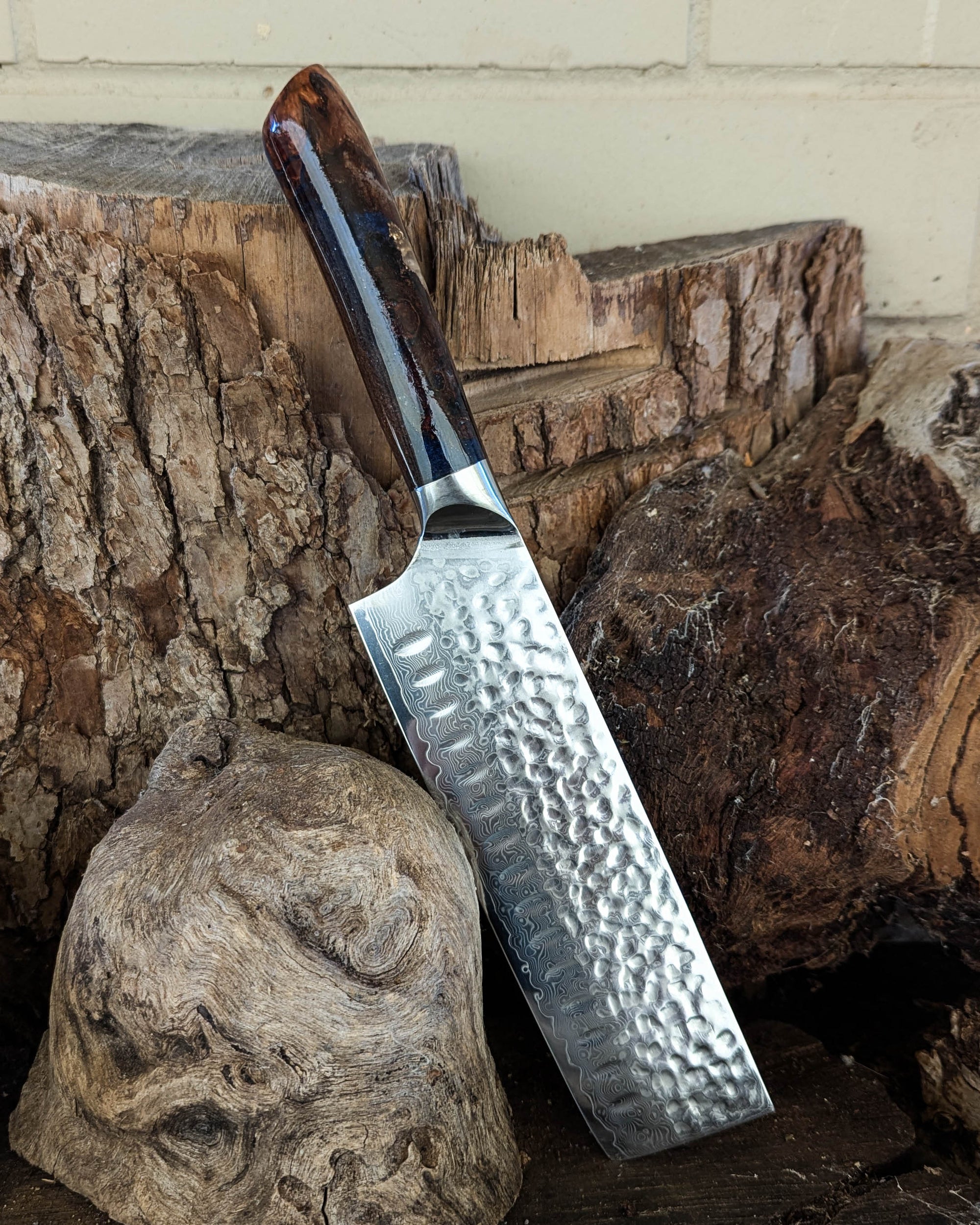 Nakiri Knife Stringybark w/ Multi Colour Epoxy 170mm (6.7")