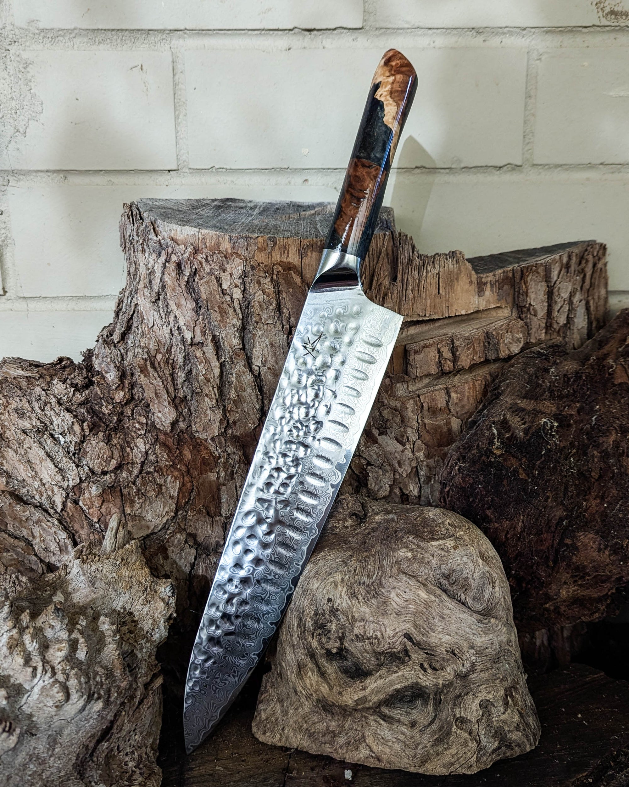 Large Chef's Red Malle Burl w/ Multi Epoxy 250mm (10")