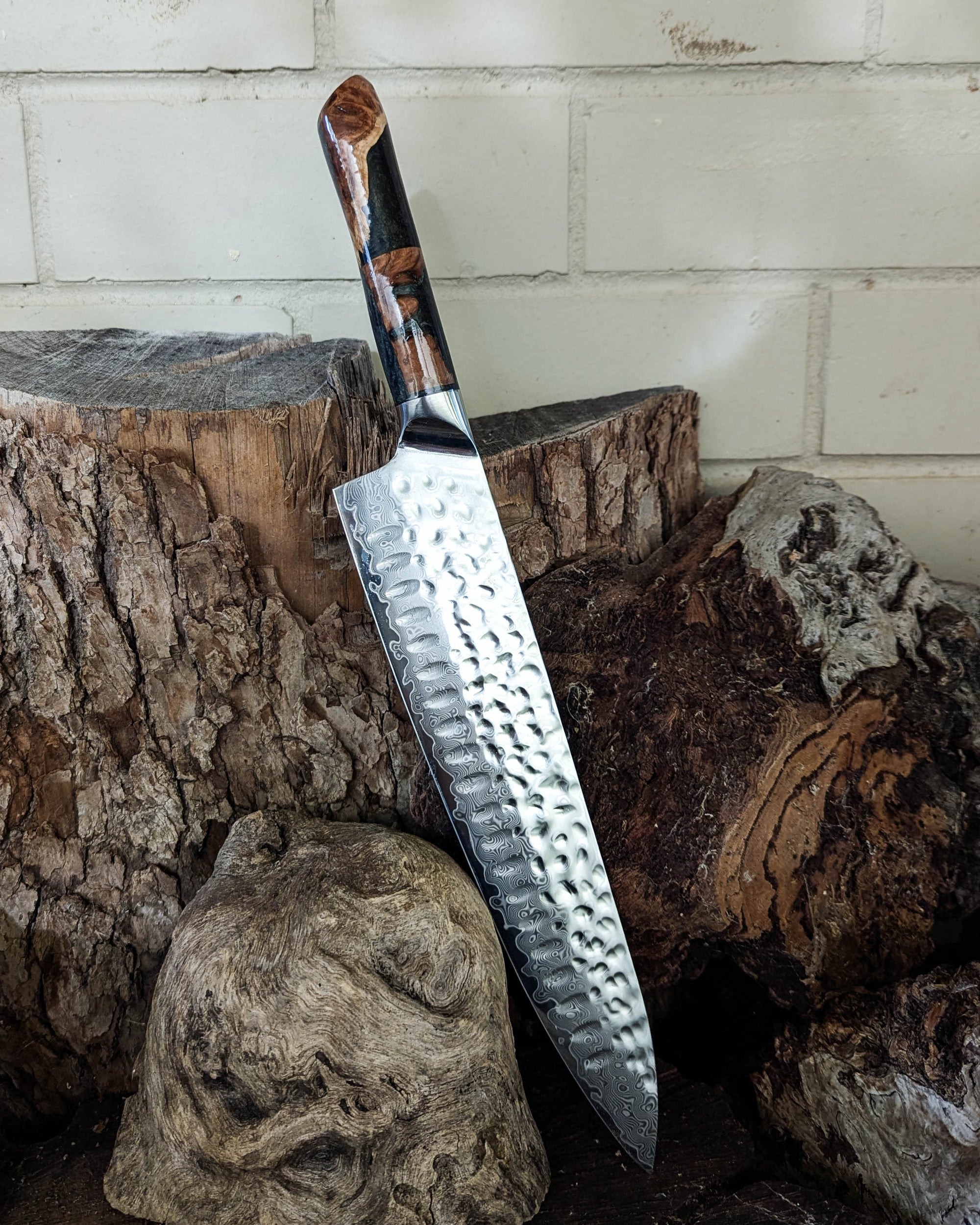 Large Chef's Red Malle Burl w/ Multi Epoxy 250mm (10")