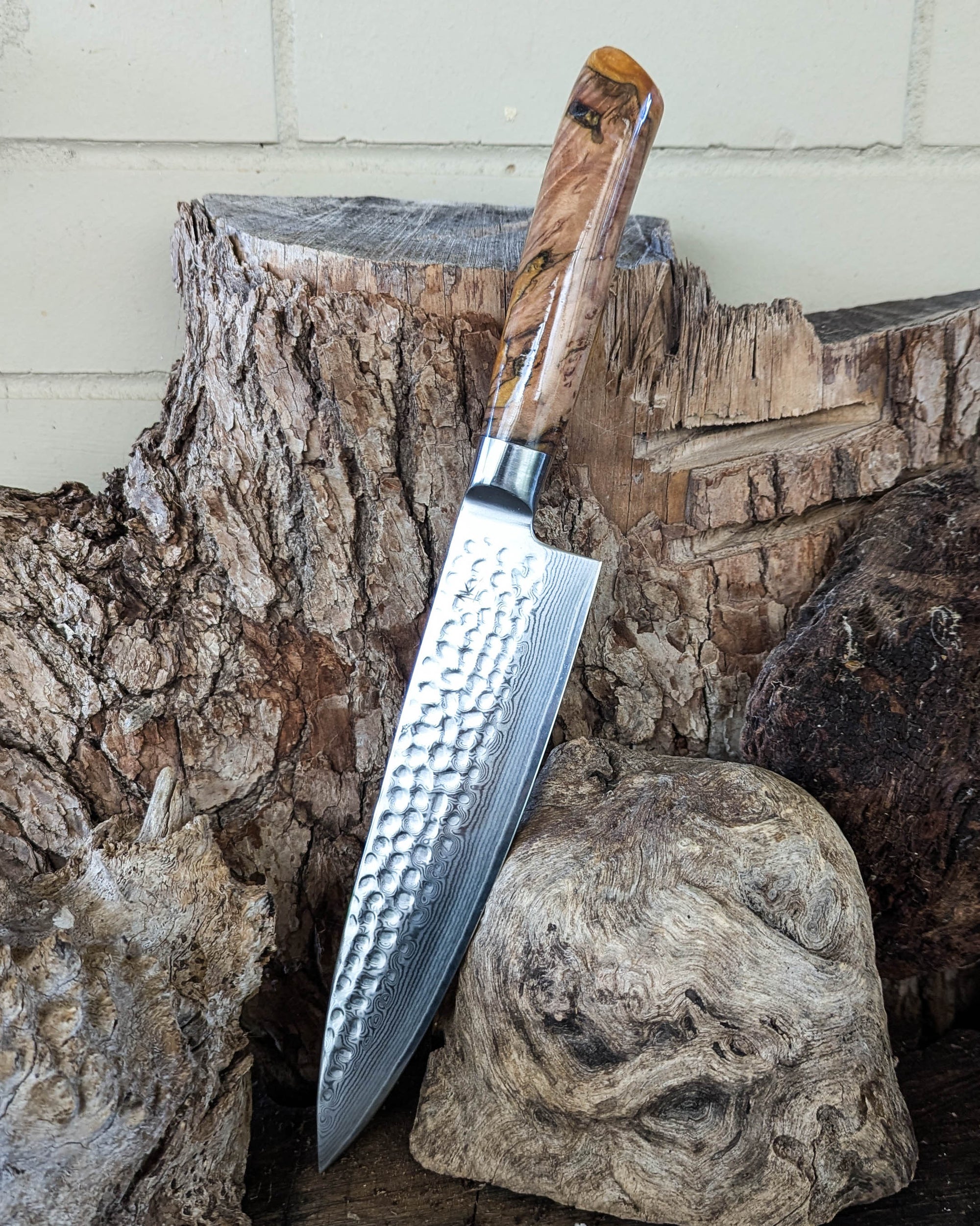 Chef's Knife Brown Mallee Burl w/ Gold Epoxy 200mm (8")