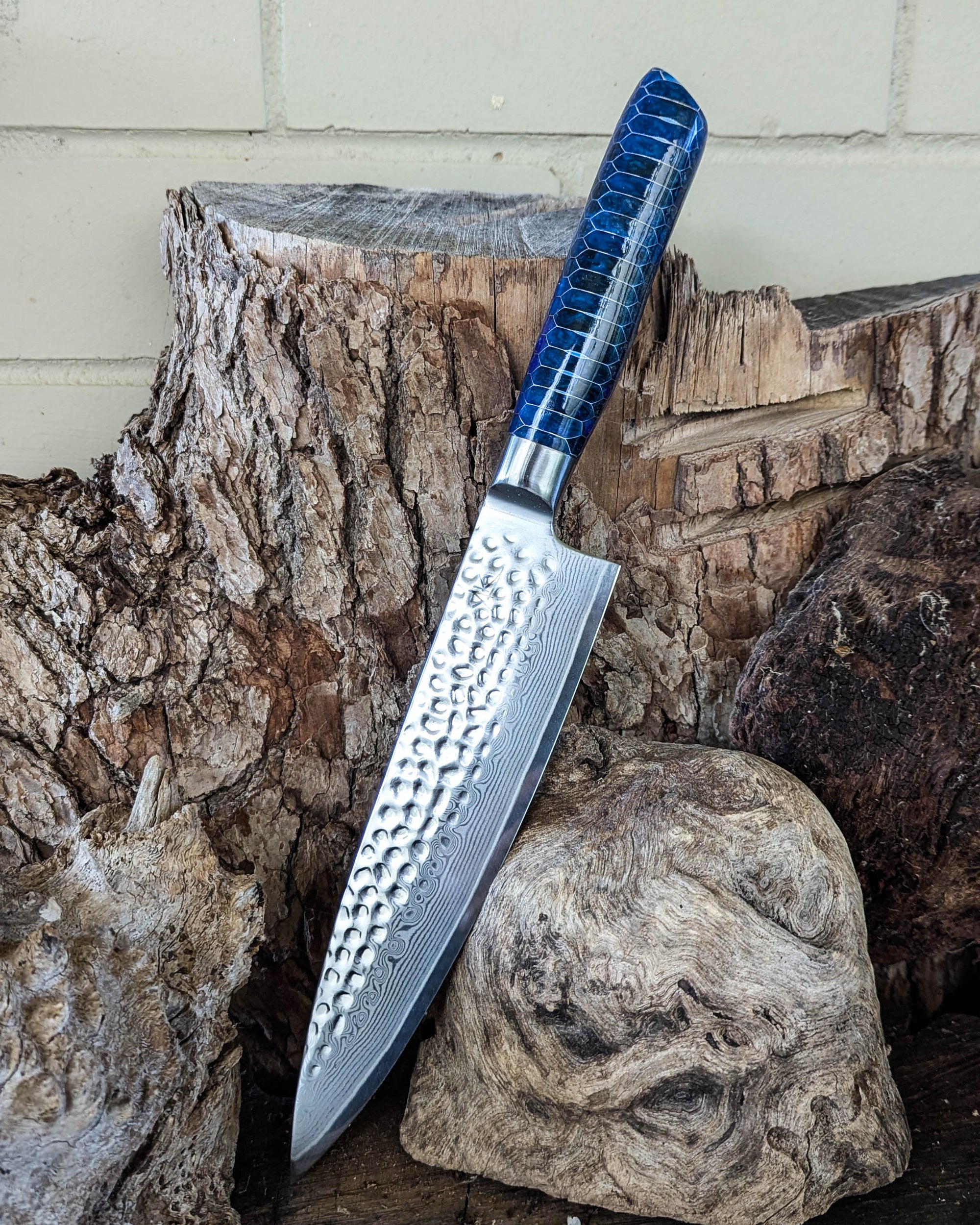 Chef's Knife Honeycomb Aluminium w/ Multi Blue Epoxy 200mm (8")