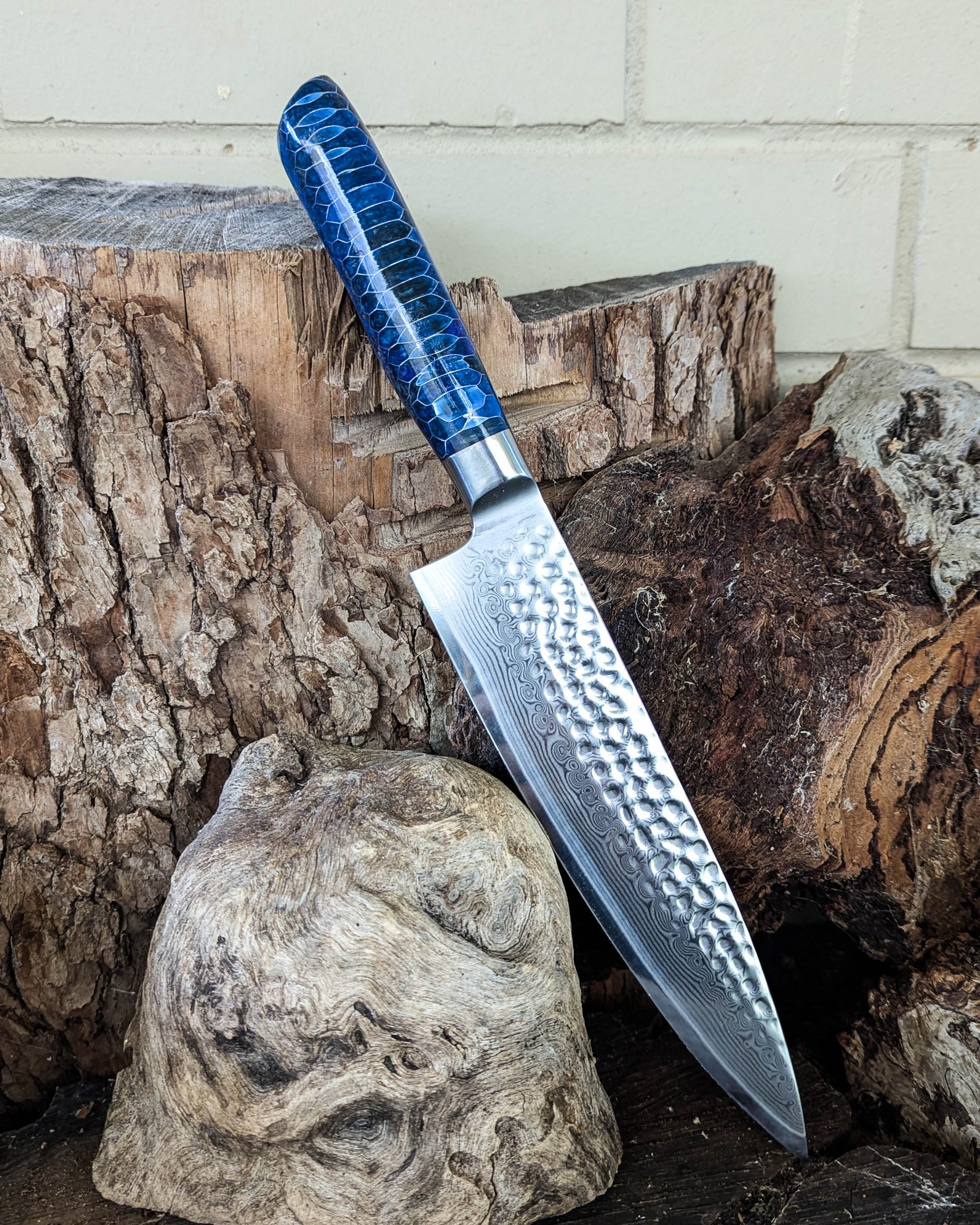 Chef's Knife Honeycomb Aluminium w/ Multi Blue Epoxy 200mm (8")