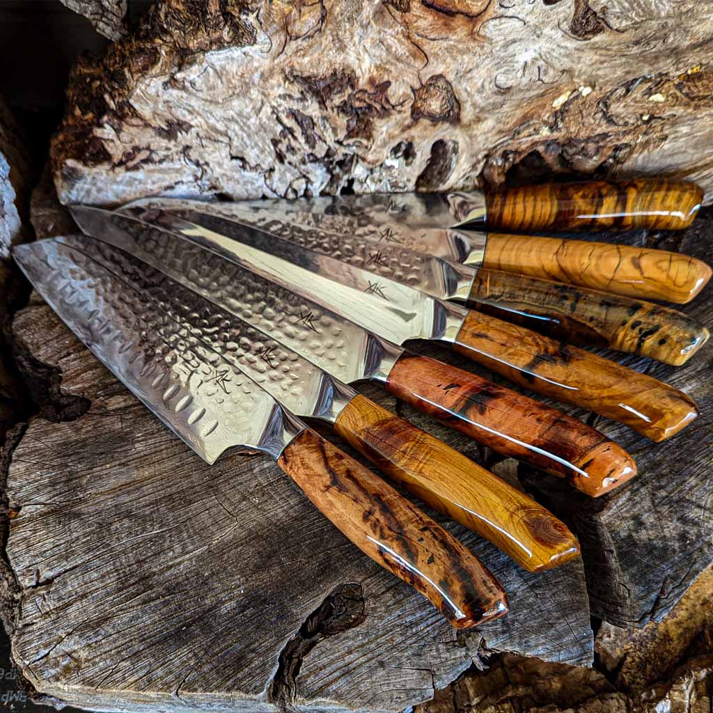 Custom Handmade HAND FORGED DAMASCUS STEEL CHEF KNIFE Set Kitchen Knives